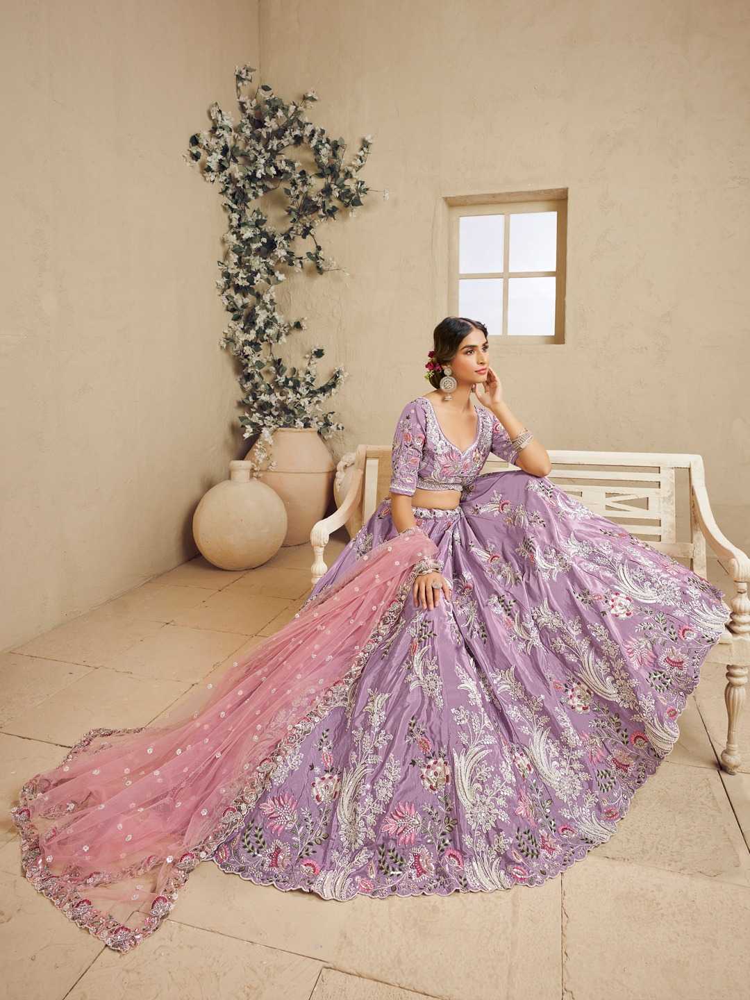 Ynf Satin Silk KESH530 612 Lehengas Wholesale Embroidered Lehenga Satin Lehenga Sequins Lehenga Manufacturer- Kapda Export