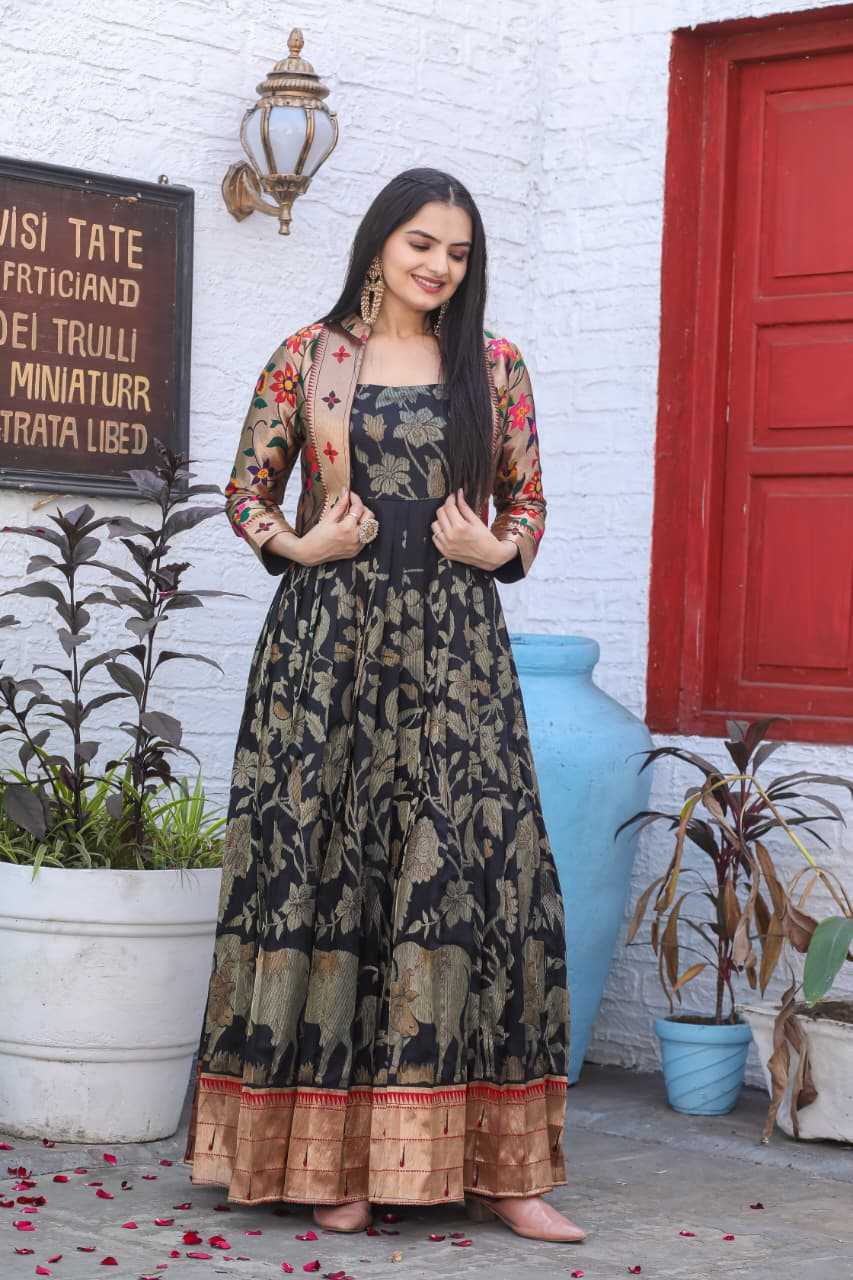 Ynf Silk KESH249 103 Gowns Festive Collections Wholesale Party Gowns Silk Gowns Indo-Western Gown With Jacket Manufacturer- Kapda Export