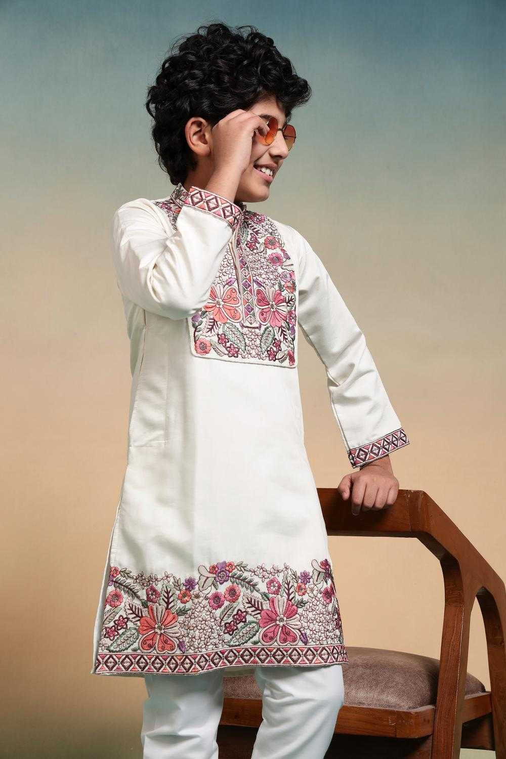 Ynf Silk RIN202 91101 SHAAHI JUNIOR Kids Wear Wholesale Boys Kurta Pyjama Kids Kurta Pajama Baby Boy Kurta Set Manufacturer- Kapda Export