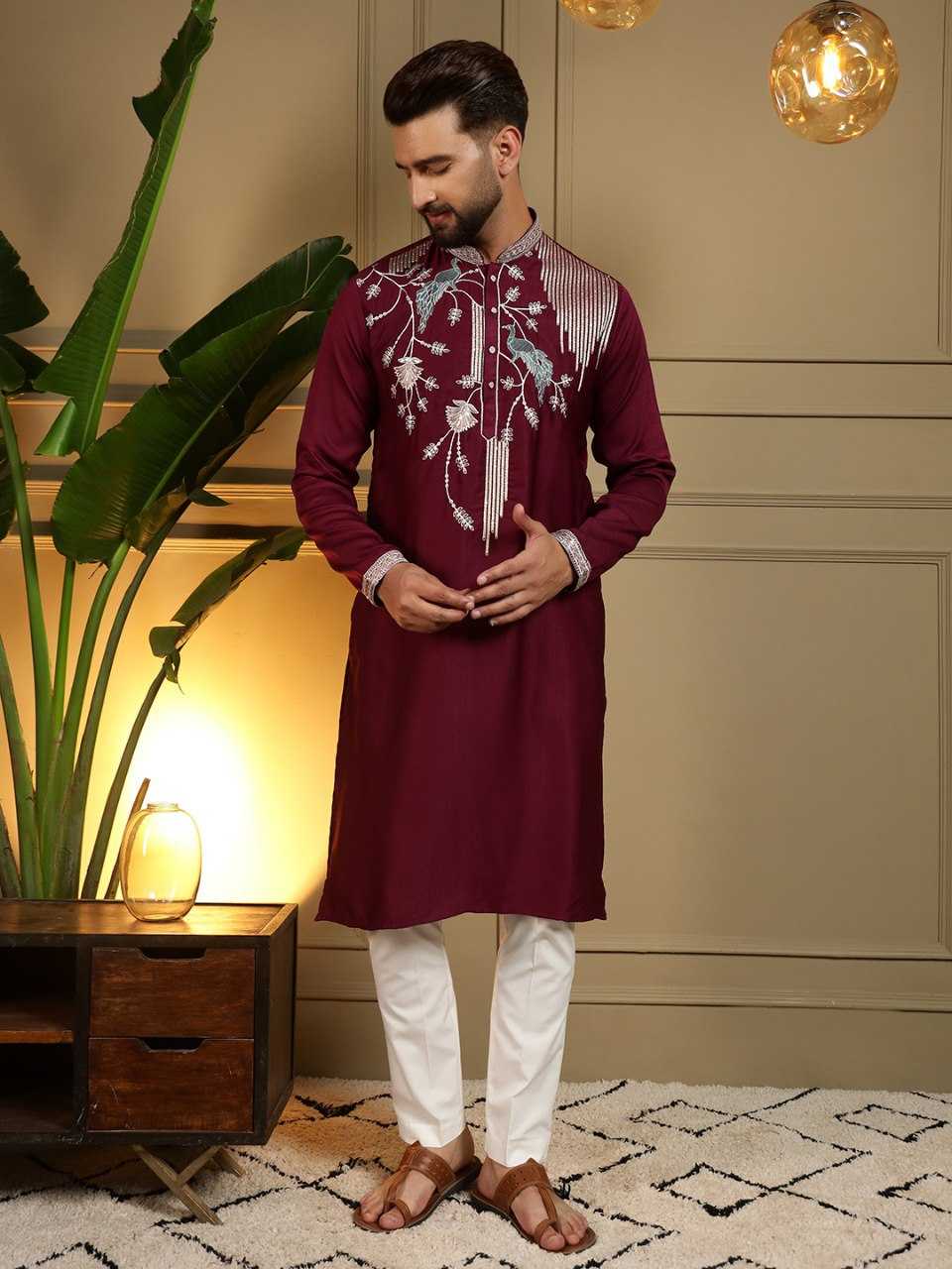 Ynf Silk Viscose KESH629 123 Mens Wear Wholesale Mens Kurta Pyjama Men Wedding kurta Embroidered Kurta Pajama Manufacturer- Kapda Export