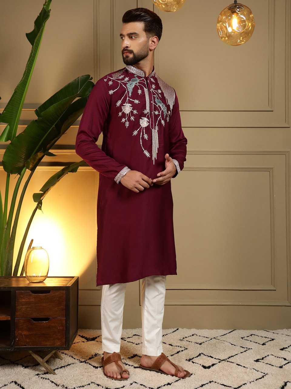 Ynf Silk Viscose KESH629 123 Mens Wear Wholesale Mens Kurta Pyjama Men Wedding kurta Embroidered Kurta Pajama Manufacturer- Kapda Export