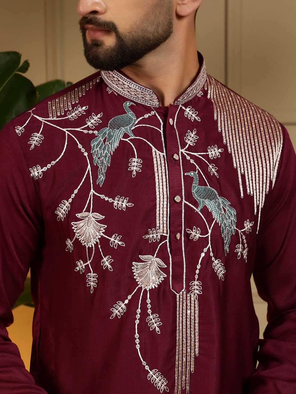 Ynf Silk Viscose KESH629 123 Mens Wear Wholesale Mens Kurta Pyjama Men Wedding kurta Embroidered Kurta Pajama Manufacturer- Kapda Export