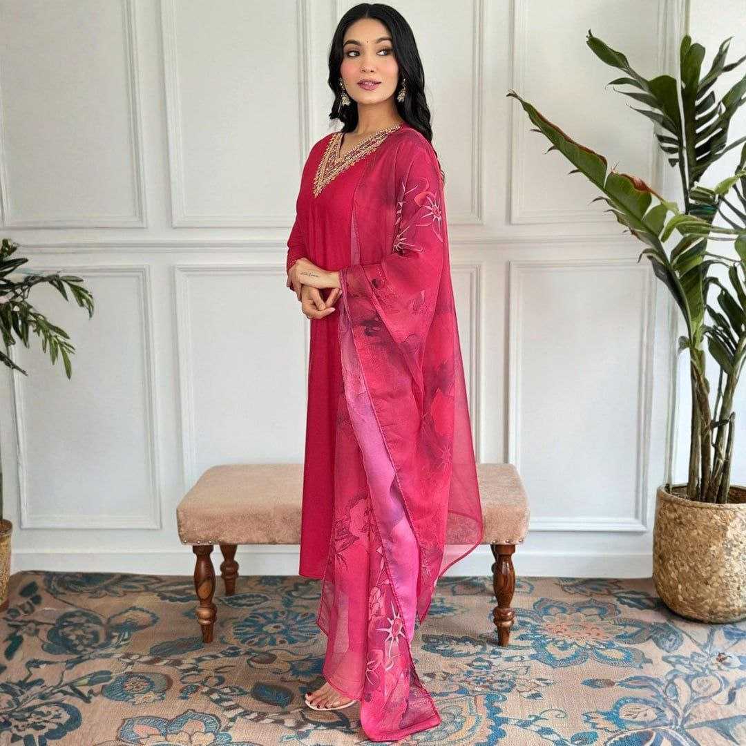 Ynf Slub Reyon KESH517 40 Suits & Dresses Festive Collections Wholesale Party wear suits Embroidered Suits Pink Salwar Suit Manufacturer- Kapda Export