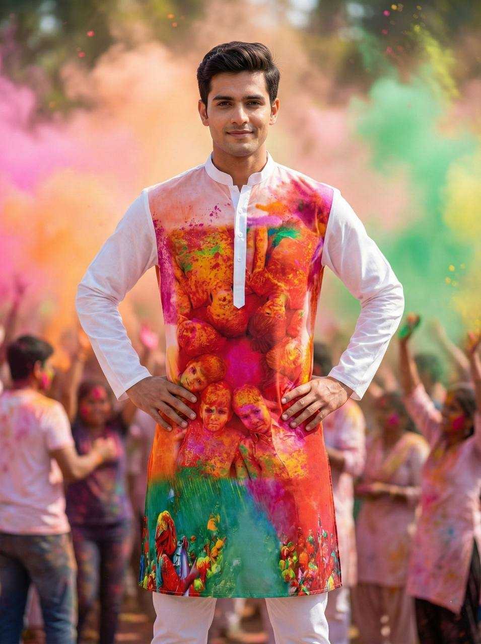 Ynf Slub Reyon RIN131 Holi Couple Wear Festive Collections Wholesale Holi Collections Couple Matching Ethnic Outfits Festive Matching Couple Dresses Manufacturer- Kapda Export