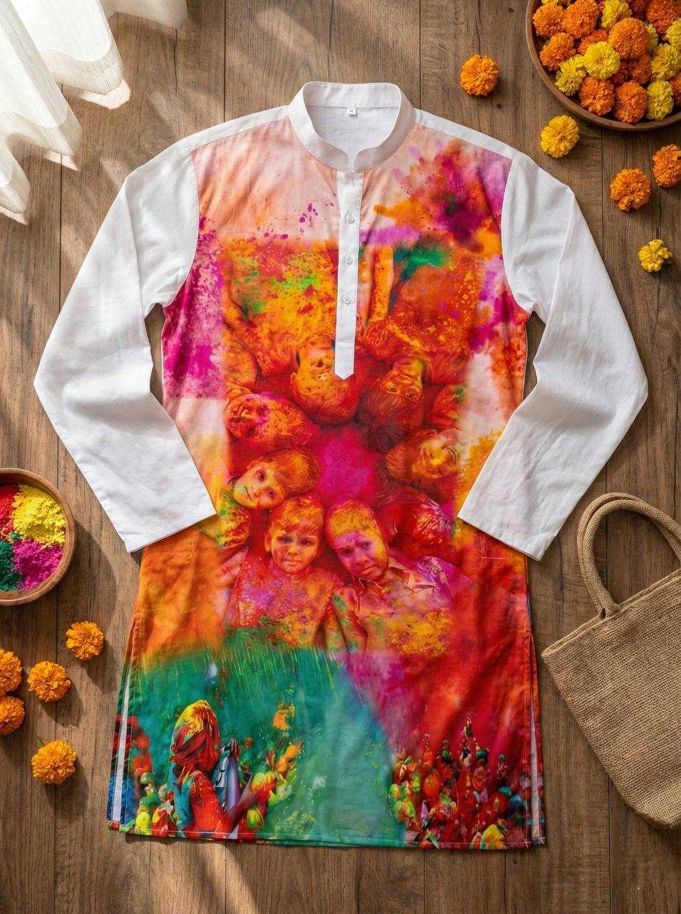 Ynf Slub Reyon RIN131 Holi Couple Wear Festive Collections Wholesale Holi Collections Couple Matching Ethnic Outfits Festive Matching Couple Dresses Manufacturer- Kapda Export