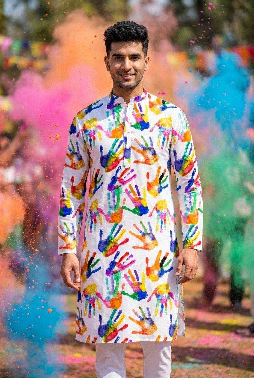 Ynf Slub Reyon RIN131 Holi Couple Wear Festive Collections Wholesale Holi Collections Couple Matching Ethnic Outfits Festive Matching Couple Dresses Manufacturer- Kapda Export