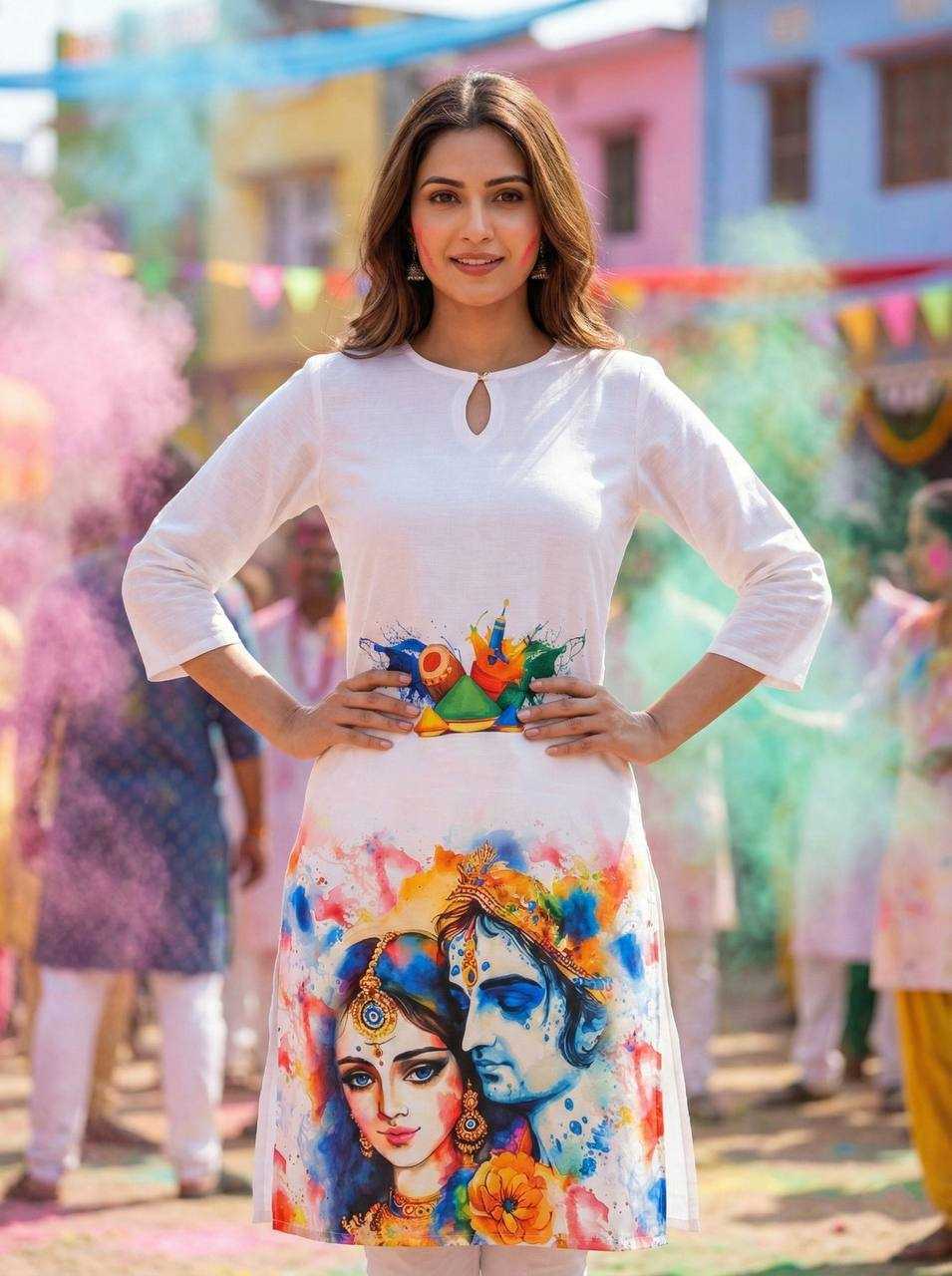 Ynf Slub Reyon RIN131 Holi Couple Wear Festive Collections Wholesale Holi Collections Couple Matching Ethnic Outfits Festive Matching Couple Dresses Manufacturer- Kapda Export