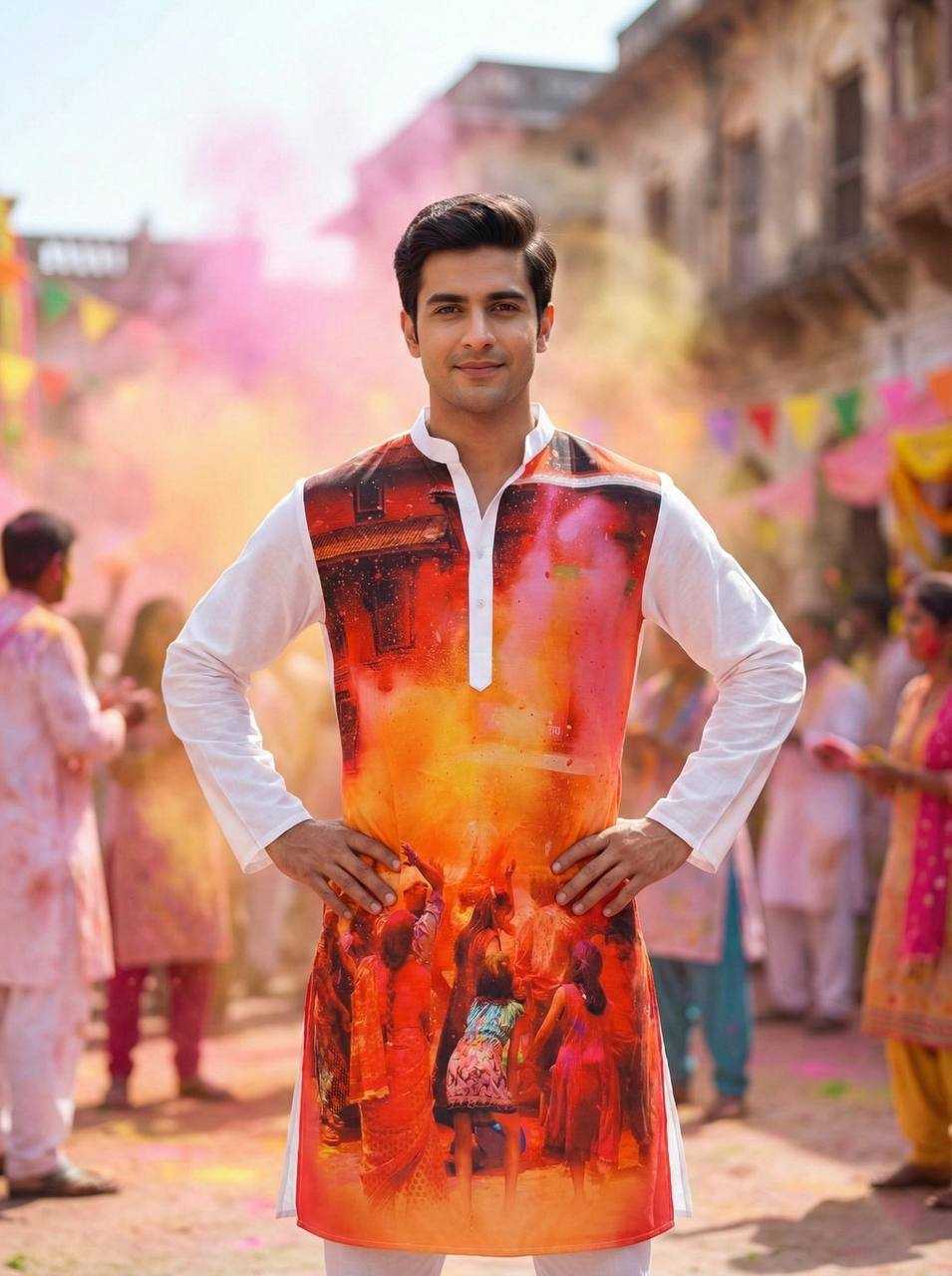 Ynf Slub Reyon RIN131 Holi Couple Wear Festive Collections Wholesale Holi Collections Couple Matching Ethnic Outfits Festive Matching Couple Dresses Manufacturer- Kapda Export