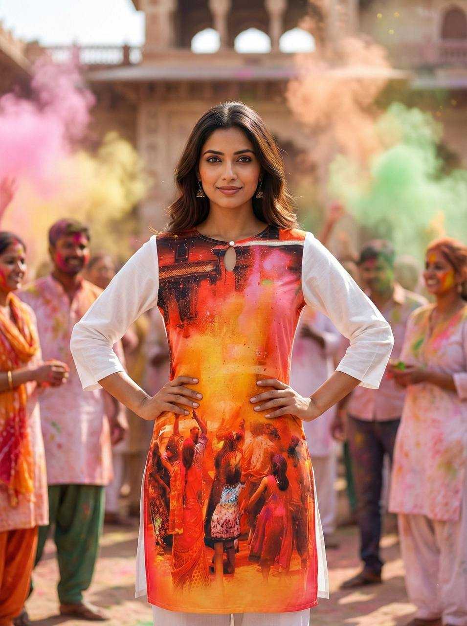 Ynf Slub Reyon RIN131 Holi Couple Wear Festive Collections Wholesale Holi Collections Couple Matching Ethnic Outfits Festive Matching Couple Dresses Manufacturer- Kapda Export