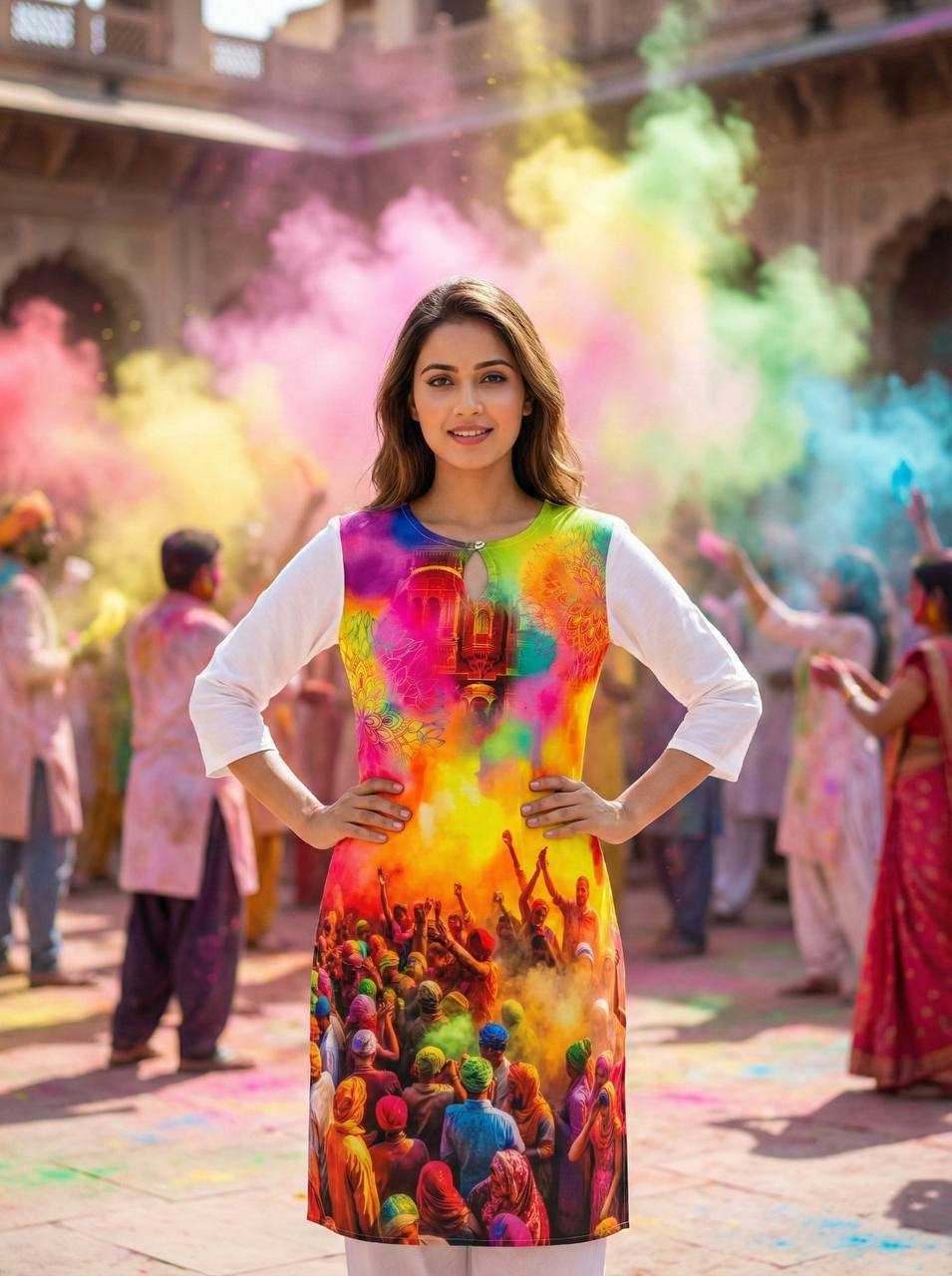 Ynf Slub Reyon RIN131 Holi Couple Wear Festive Collections Wholesale Holi Collections Couple Matching Ethnic Outfits Festive Matching Couple Dresses Manufacturer- Kapda Export