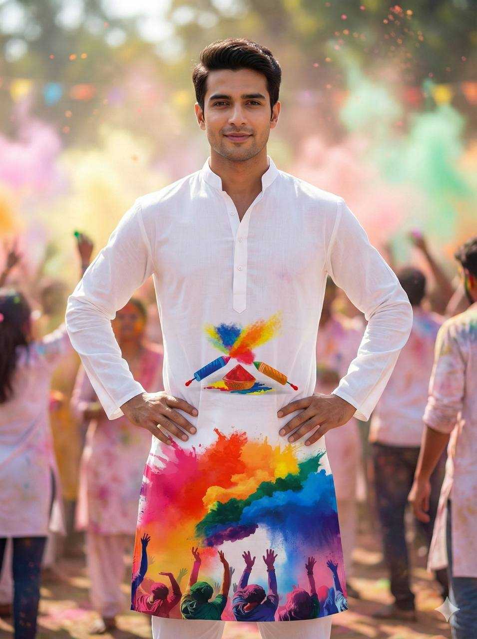 Ynf Slub Reyon RIN131 Holi Couple Wear Festive Collections Wholesale Holi Collections Couple Matching Ethnic Outfits Festive Matching Couple Dresses Manufacturer- Kapda Export