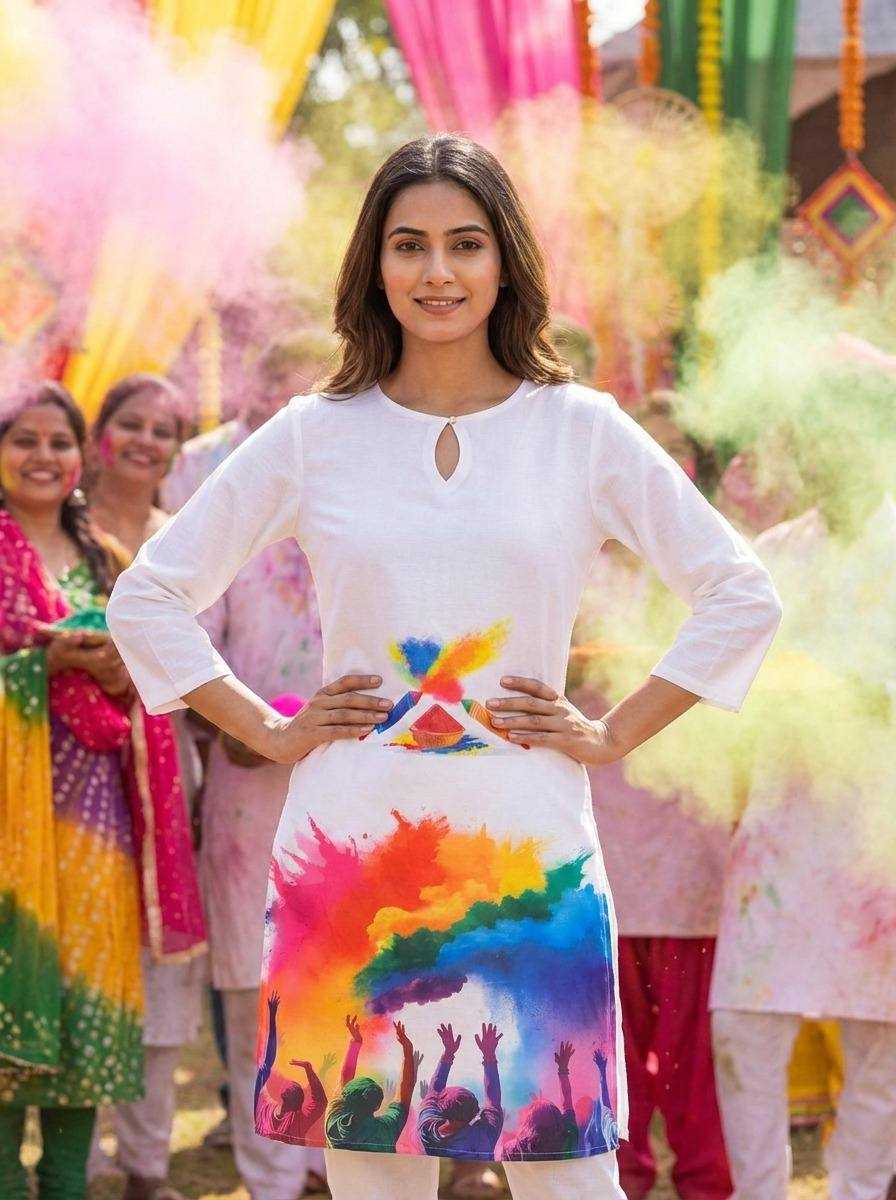 Ynf Slub Reyon RIN131 Holi Couple Wear Festive Collections Wholesale Holi Collections Couple Matching Ethnic Outfits Festive Matching Couple Dresses Manufacturer- Kapda Export