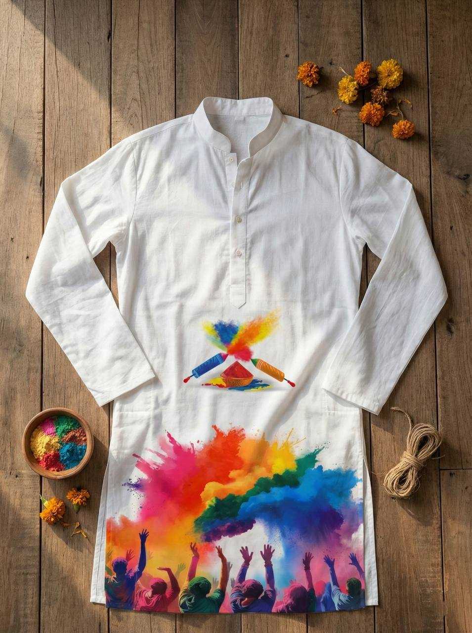 Ynf Slub Reyon RIN131 Holi Couple Wear Festive Collections Wholesale Holi Collections Couple Matching Ethnic Outfits Festive Matching Couple Dresses Manufacturer- Kapda Export