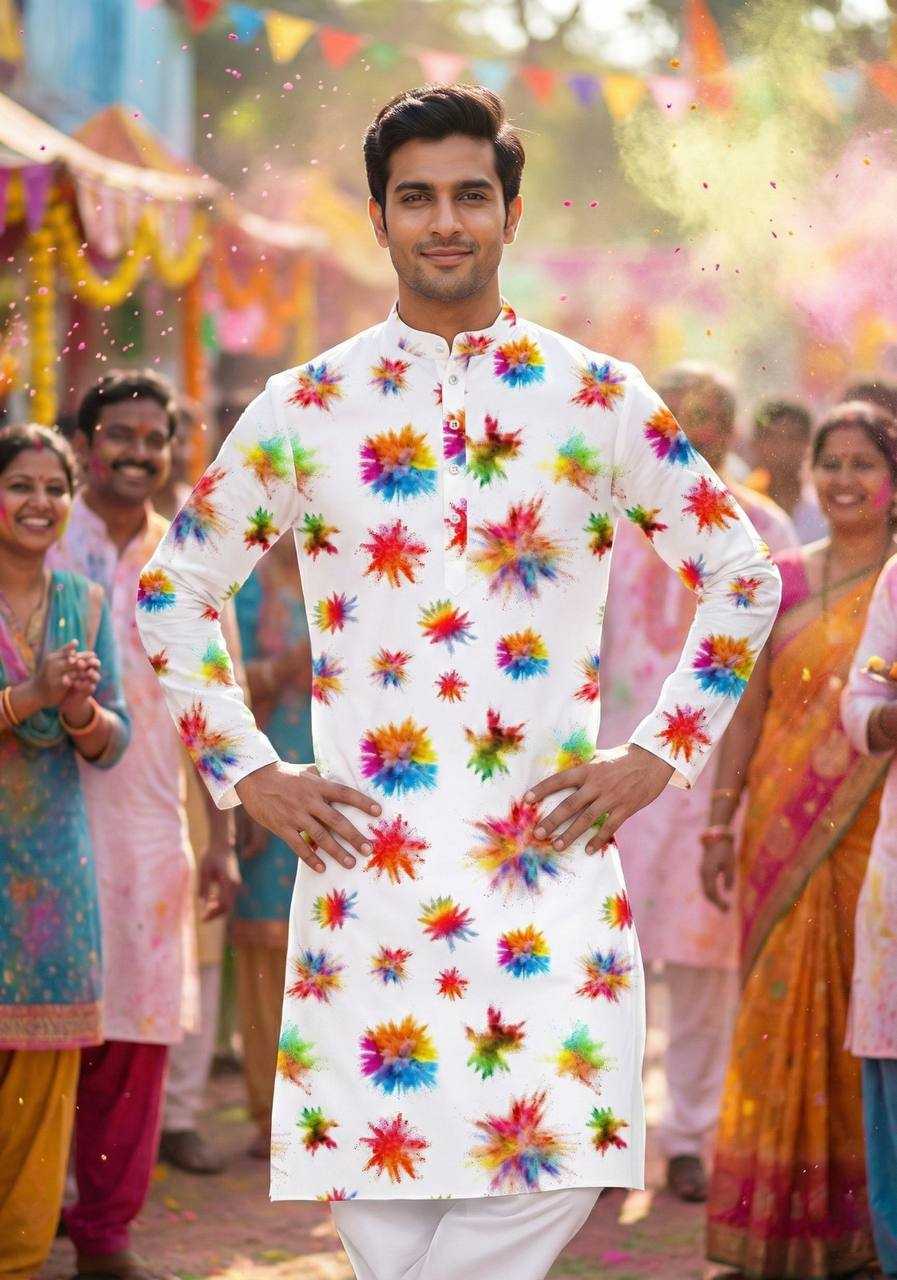 Ynf Slub Reyon RIN131 Holi Couple Wear Festive Collections Wholesale Holi Collections Couple Matching Ethnic Outfits Festive Matching Couple Dresses Manufacturer- Kapda Export