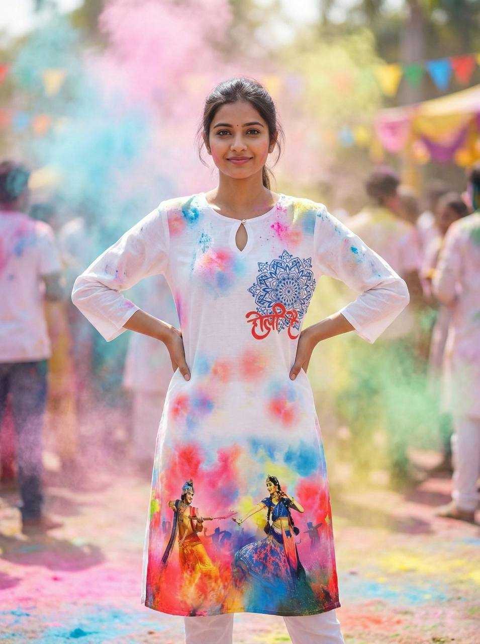 Ynf Slub Reyon RIN131 Holi Couple Wear Festive Collections Wholesale Holi Collections Couple Matching Ethnic Outfits Festive Matching Couple Dresses Manufacturer- Kapda Export