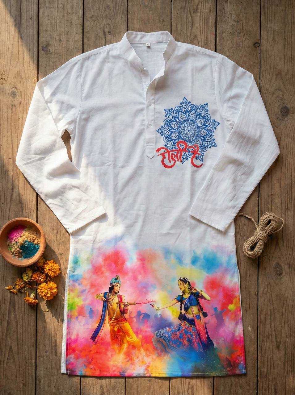 Ynf Slub Reyon RIN131 Holi Couple Wear Festive Collections Wholesale Holi Collections Couple Matching Ethnic Outfits Festive Matching Couple Dresses Manufacturer- Kapda Export