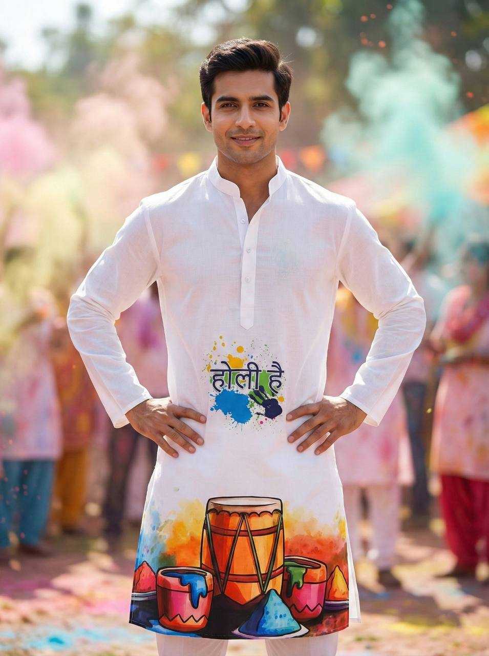 Ynf Slub Reyon RIN131 Holi Couple Wear Festive Collections Wholesale Holi Collections Couple Matching Ethnic Outfits Festive Matching Couple Dresses Manufacturer- Kapda Export