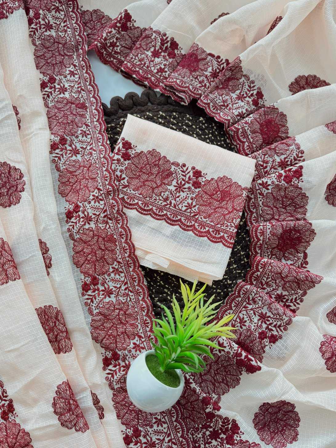 Ynf Soft Cotton KESH549 MALI Sarees Wholesale Embroidered Sarees Cotton Sarees Kora Sarees Manufacturer- Kapda Export