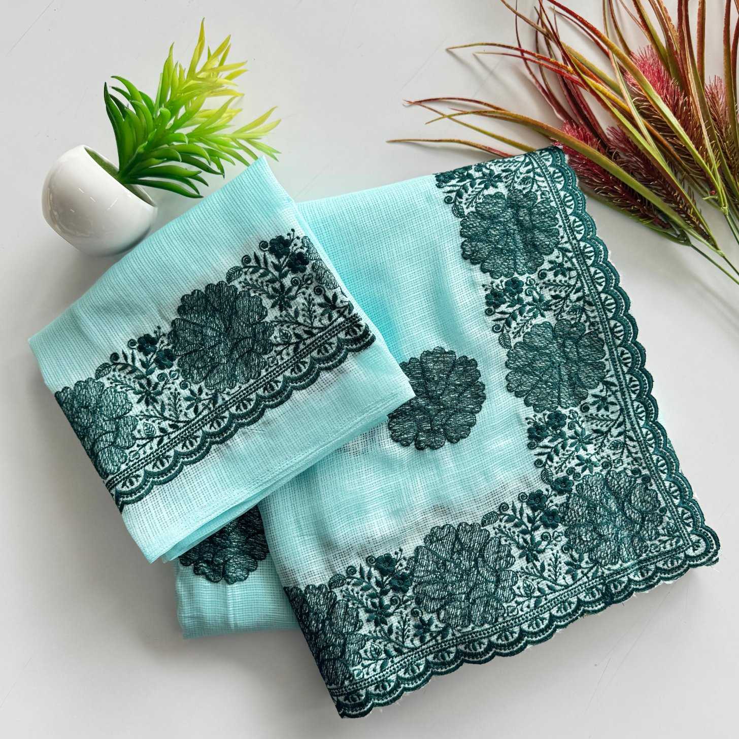 Ynf Soft Cotton KESH549 MALI Sarees Wholesale Embroidered Sarees Cotton Sarees Kora Sarees Manufacturer- Kapda Export