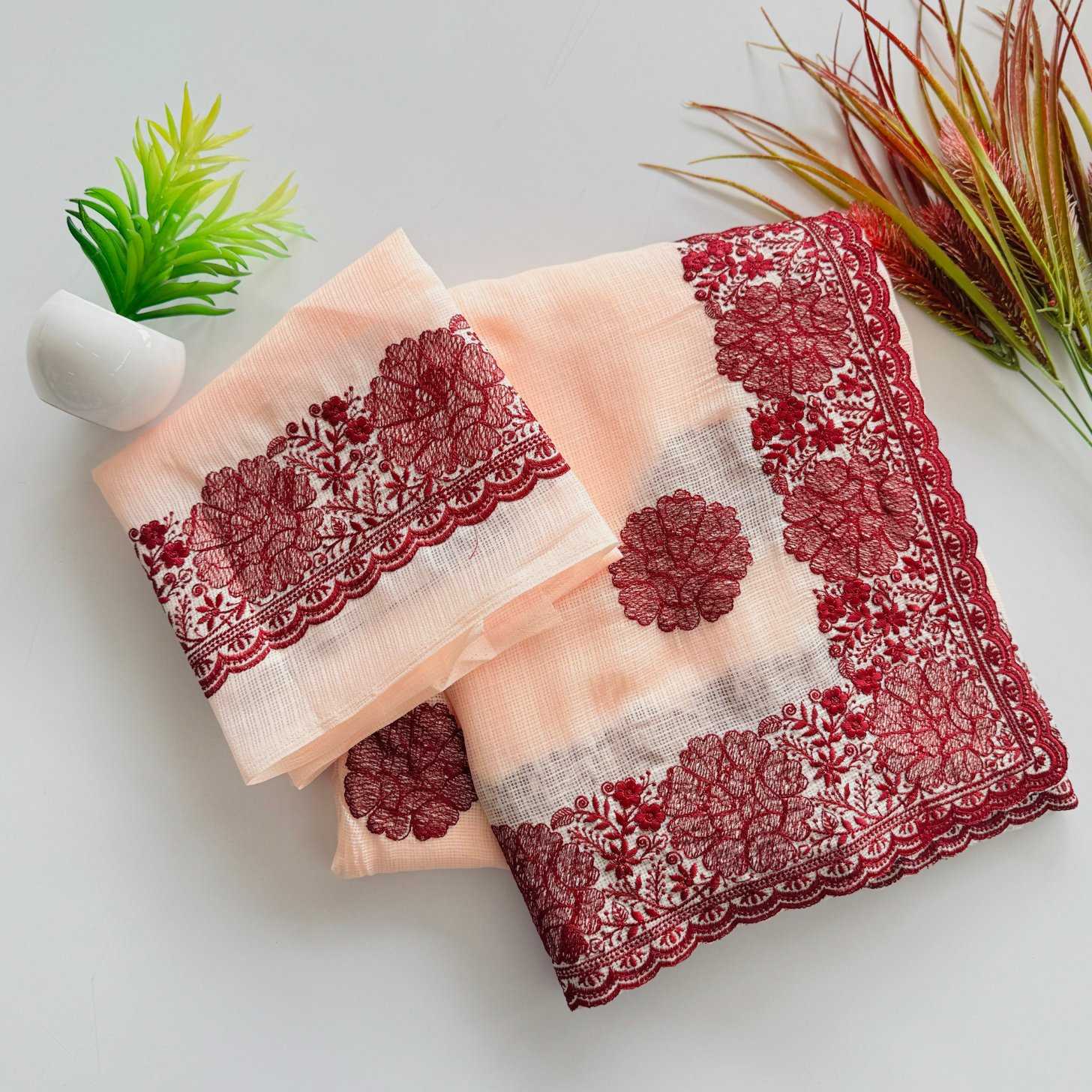 Ynf Soft Cotton KESH549 MALI Sarees Wholesale Embroidered Sarees Cotton Sarees Kora Sarees Manufacturer- Kapda Export