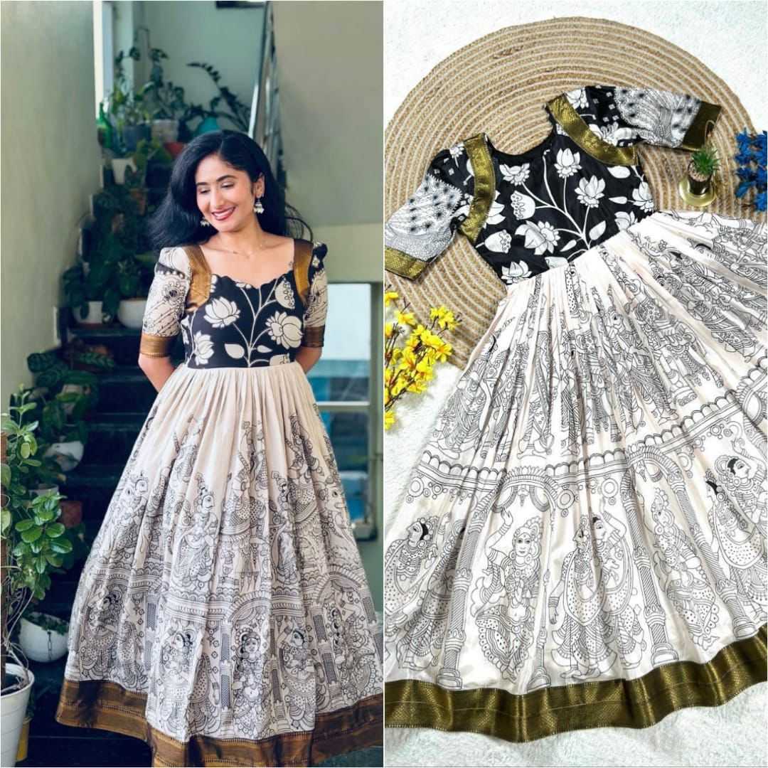 Ynf Soft Dola KESH599 MOKKA Gowns Festive Collections Wholesale Printed Gowns Designer Gowns Onam Collections Manufacturer- Kapda Export