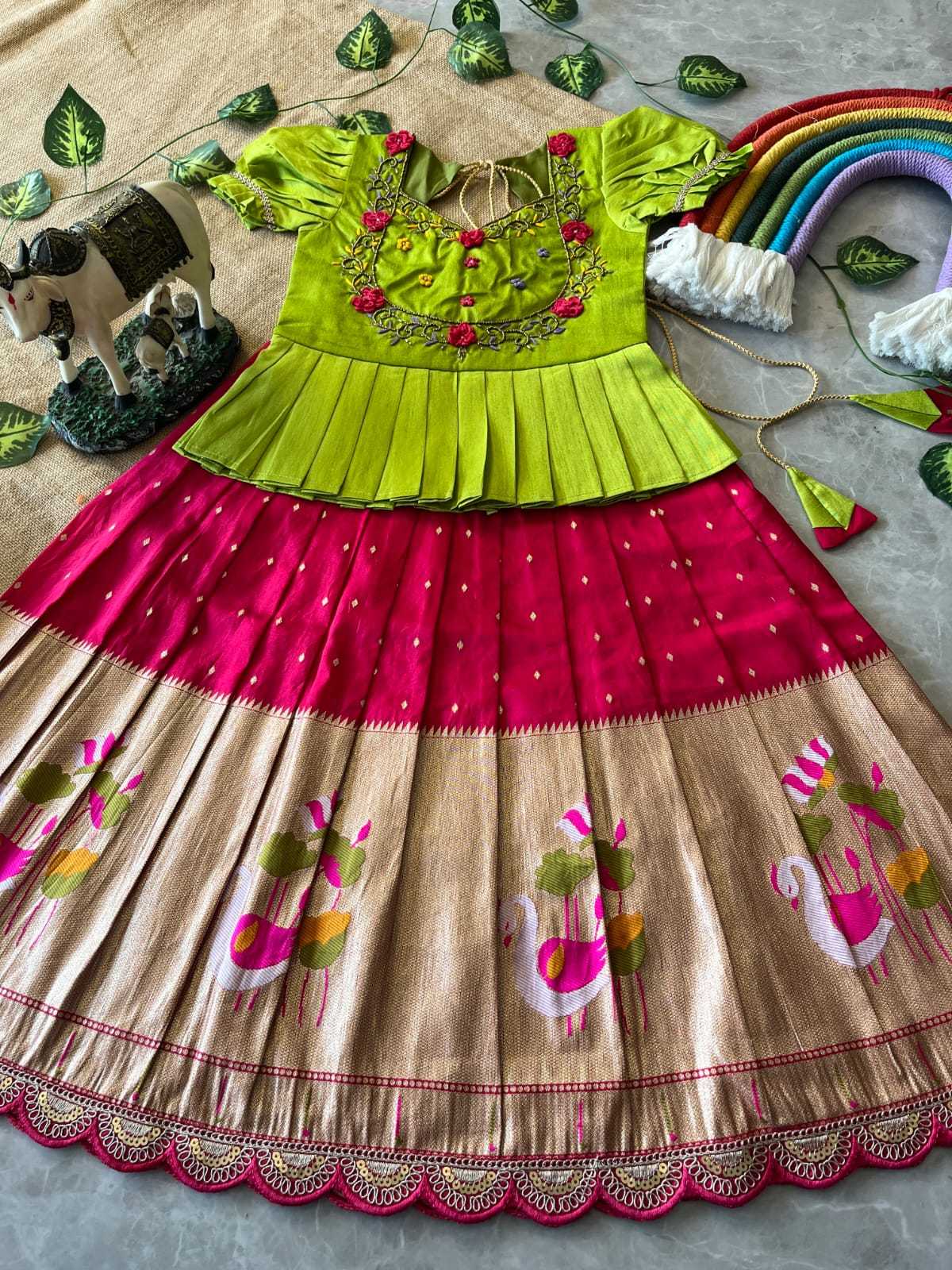 Ynf Soft Dola RIN235 Flamingo Kids Wear Wholesale Kids Lehenga Kids Designer Frock Kids Festive Wear Manufacturer- Kapda Export