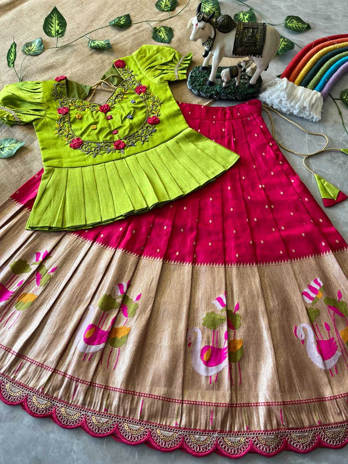 Ynf Soft Dola RIN235 Flamingo Kids Wear Wholesale Kids Lehenga Kids Designer Frock Kids Festive Wear Manufacturer- Kapda Export