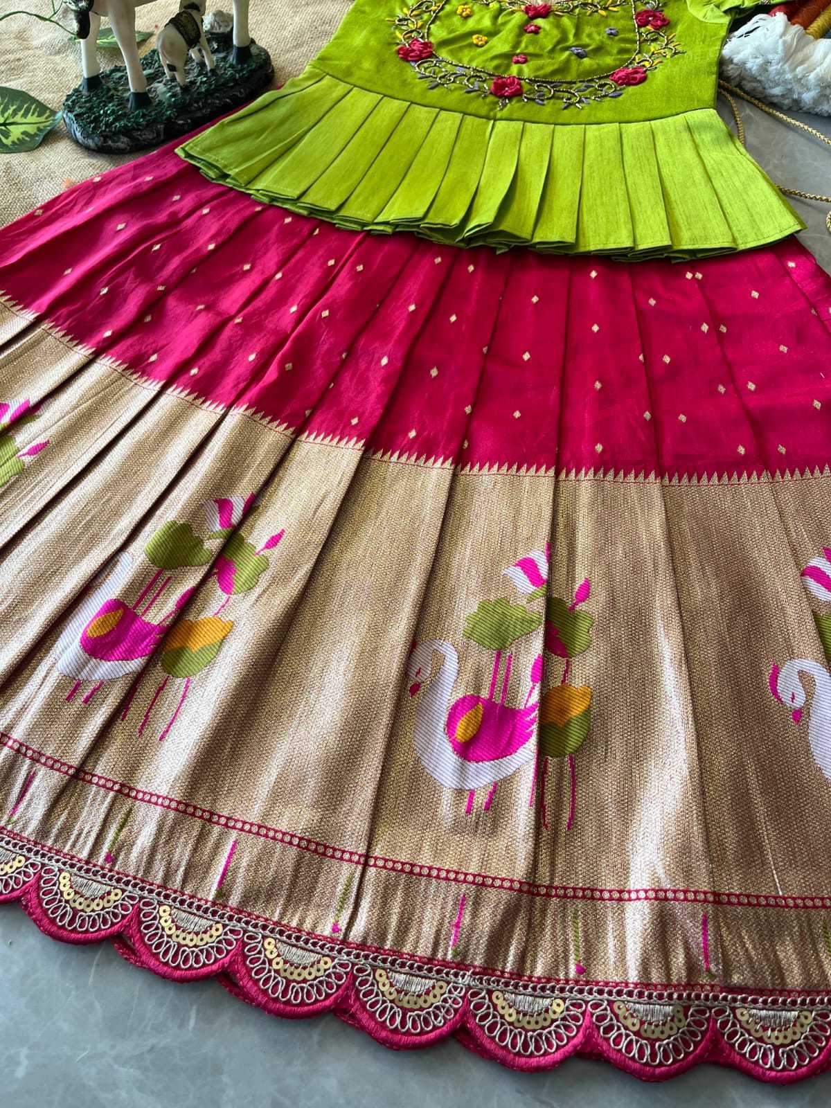 Ynf Soft Dola RIN235 Flamingo Kids Wear Wholesale Kids Lehenga Kids Designer Frock Kids Festive Wear Manufacturer- Kapda Export