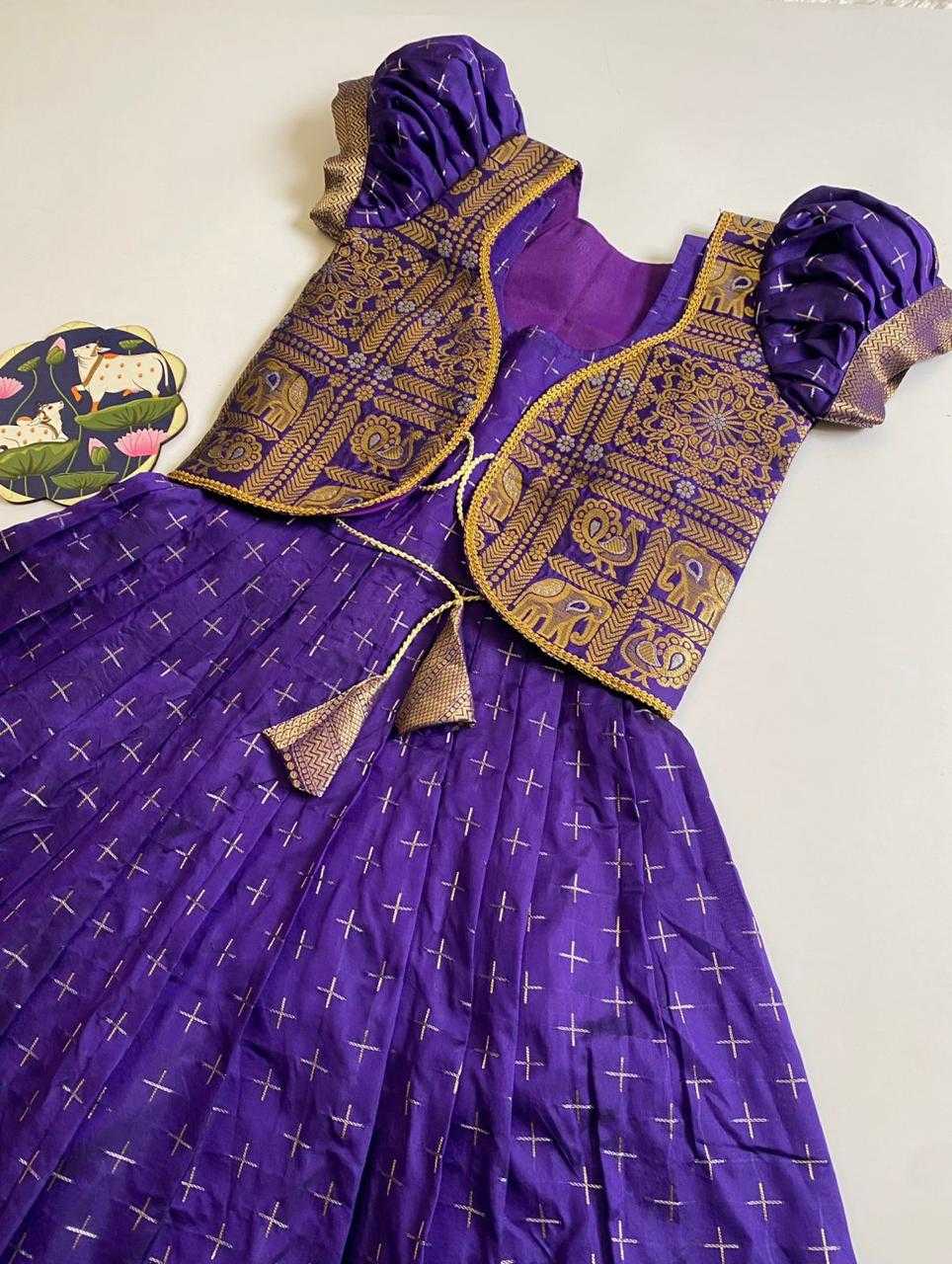 Ynf Soft Dola RIN235 Golden Kids Wear Wholesale Kids Gown Kids Festive Wear Kids Party Wear Ethnic Manufacturer- Kapda Export