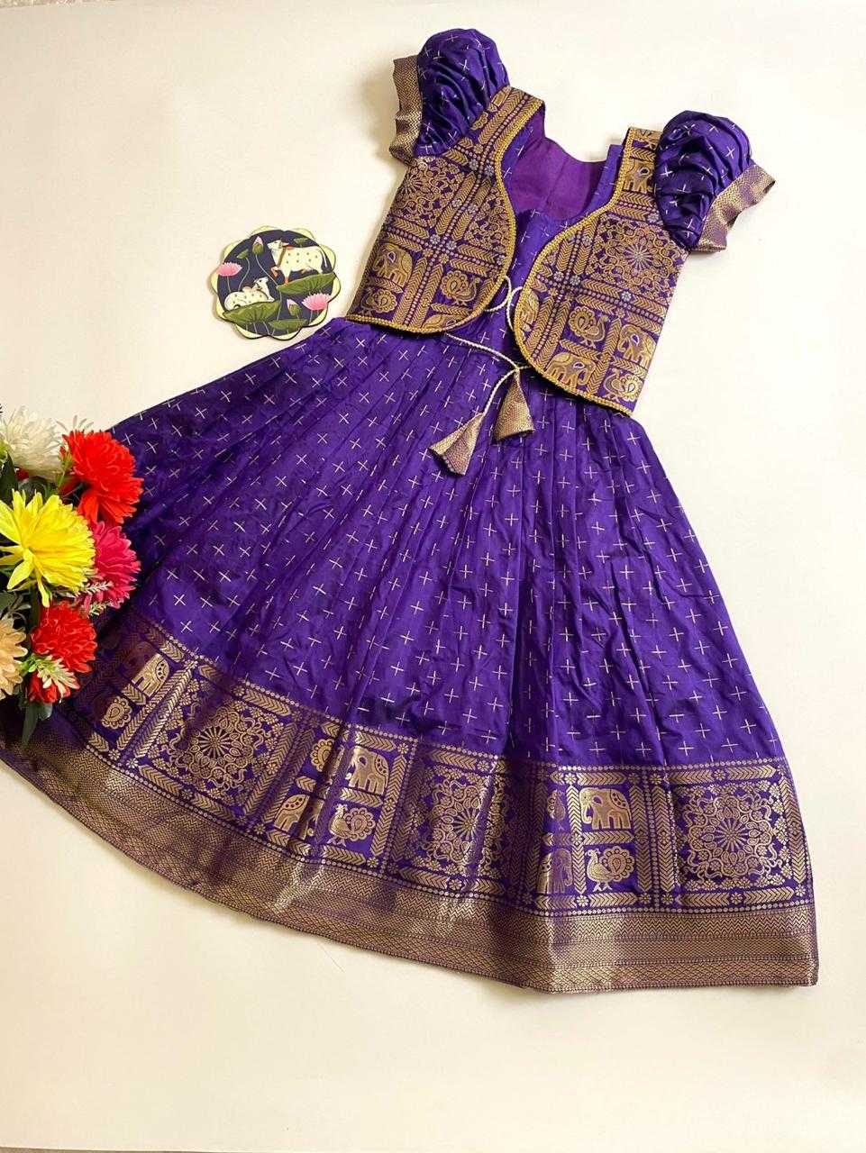 Ynf Soft Dola RIN235 Golden Kids Wear Wholesale Kids Gown Kids Festive Wear Kids Party Wear Ethnic Manufacturer- Kapda Export