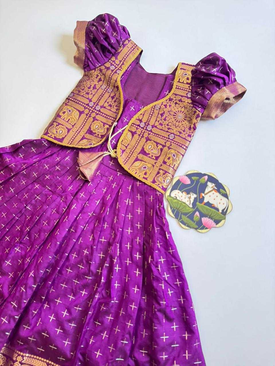 Ynf Soft Dola RIN235 Golden Kids Wear Wholesale Kids Gown Kids Festive Wear Kids Party Wear Ethnic Manufacturer- Kapda Export