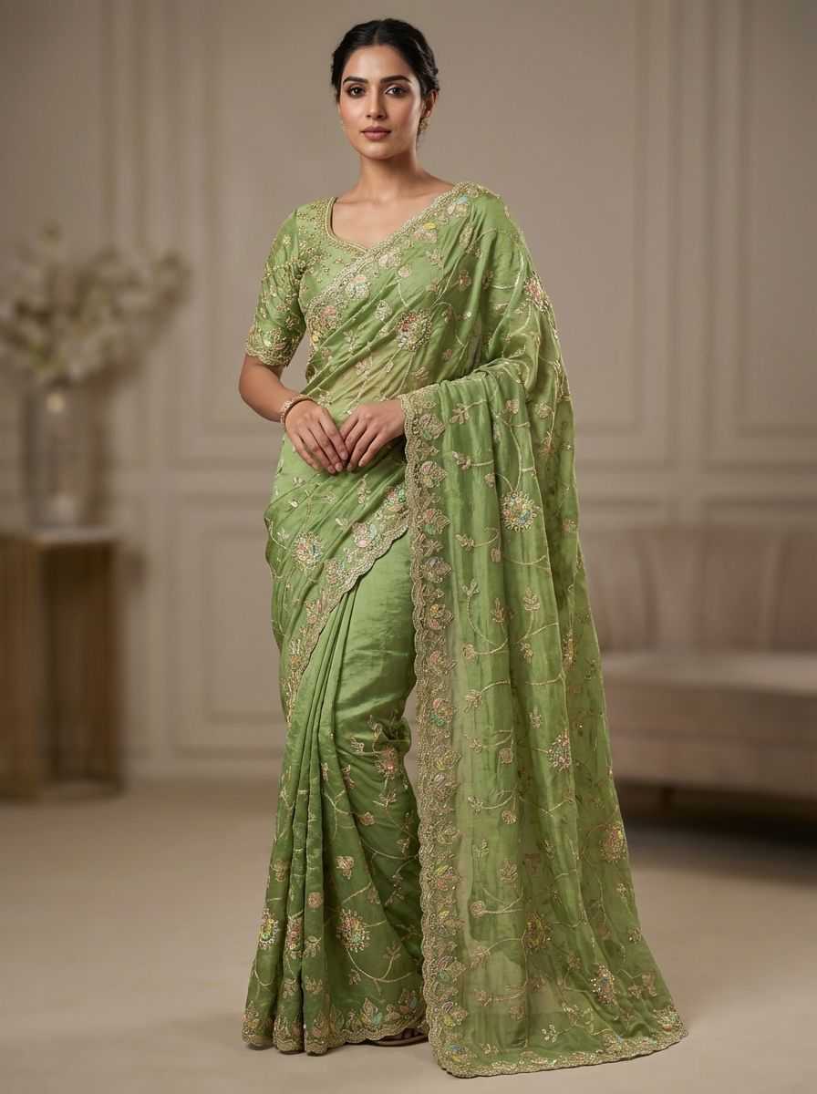 Ynf Soft Gold Crush KESH114 4752 Sarees Wholesale Embroidered Sarees Stone Work Saree Zari Border Sarees Manufacturer- Kapda Export