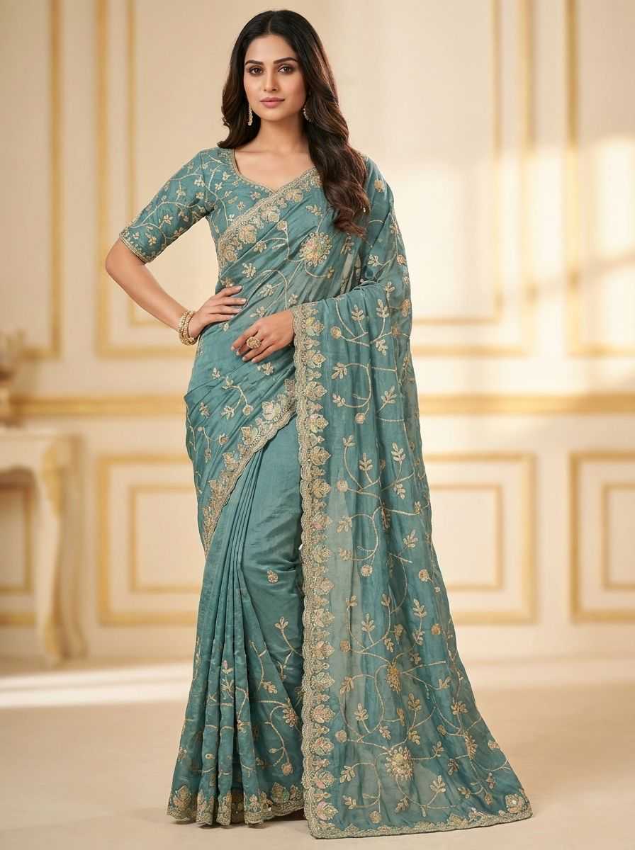 Ynf Soft Gold Crush KESH114 4752 Sarees Wholesale Embroidered Sarees Stone Work Saree Zari Border Sarees Manufacturer- Kapda Export