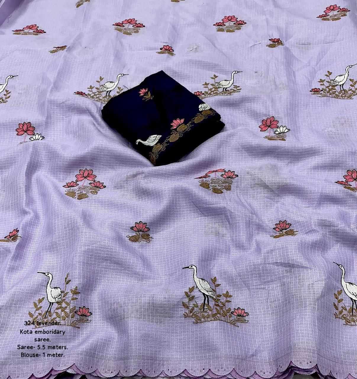 Ynf Soft Kota KESH433 324 Sarees Wholesale Fancy Sarees Embroidered Sarees Kora Sarees Manufacturer- Kapda Export