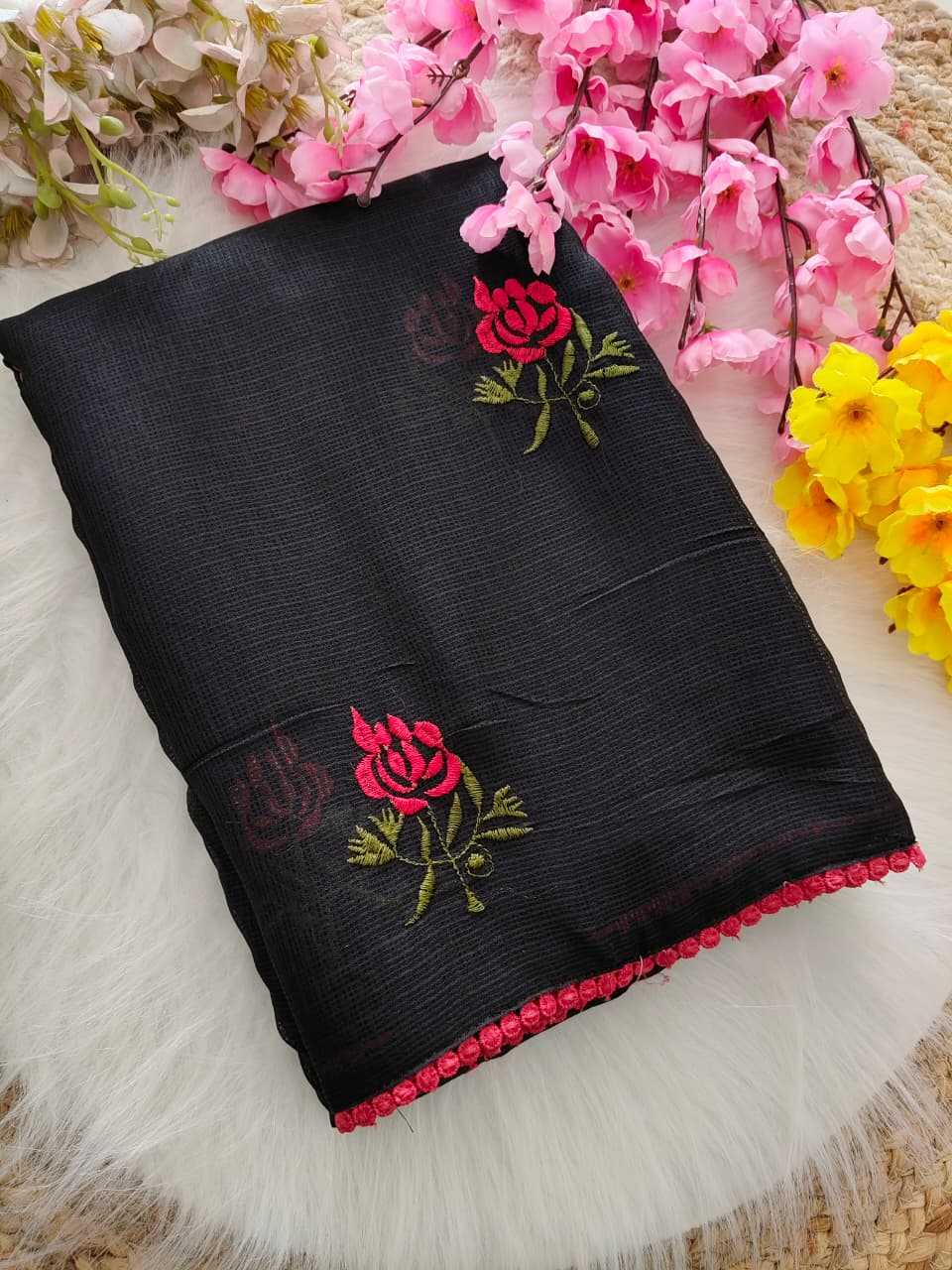 Ynf Soft Kota KESH682 Rose Butti Sarees Festive Collections Wholesale Kota Doria Sarees Lace Border Sarees Sarees With Blouse Manufacturer- Kapda Export