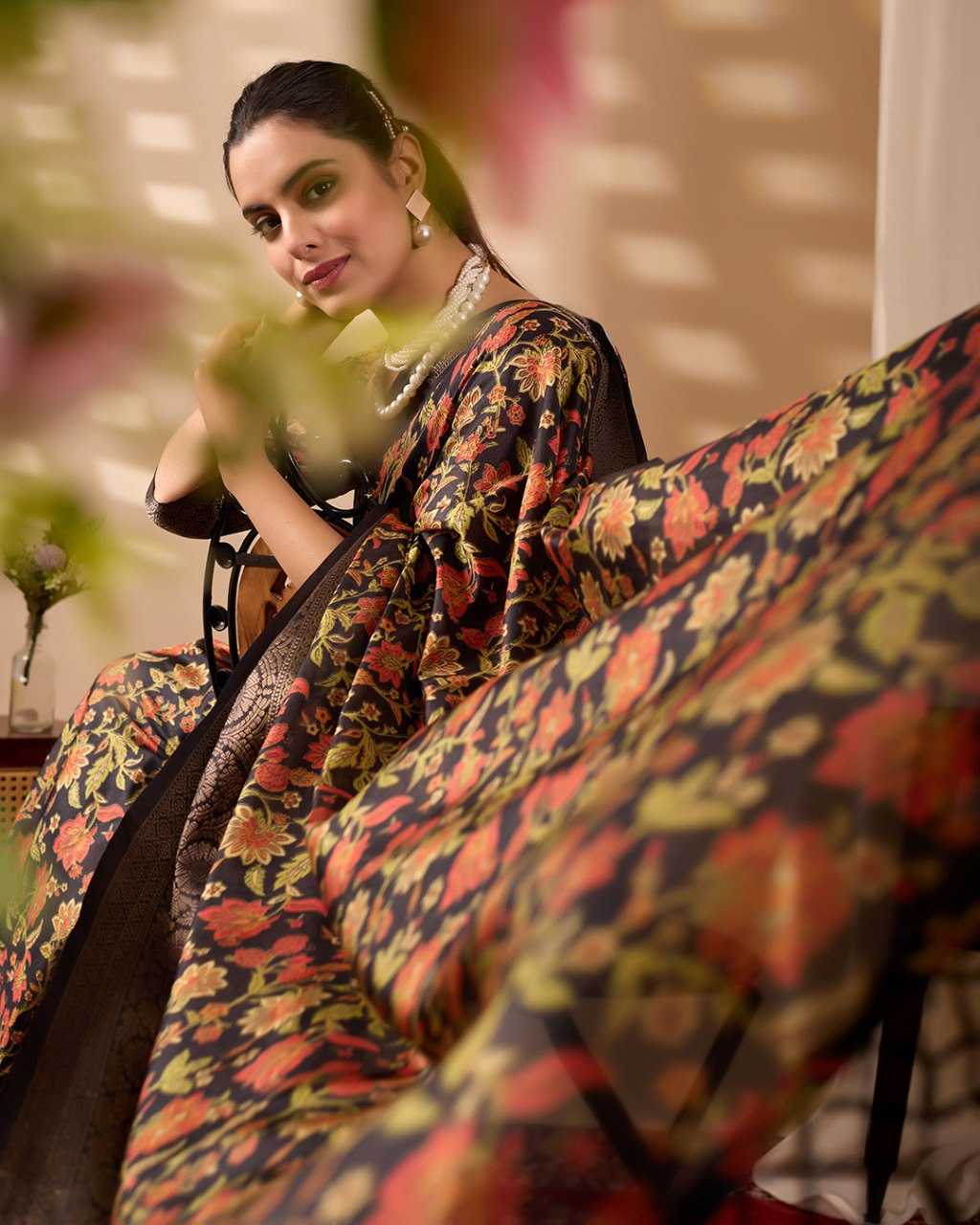 Ynf Soft Linen Jari KESH522 1079 Sarees Wholesale Floral Sarees Zari Border Sarees Golden Sarees Manufacturer- Kapda Export