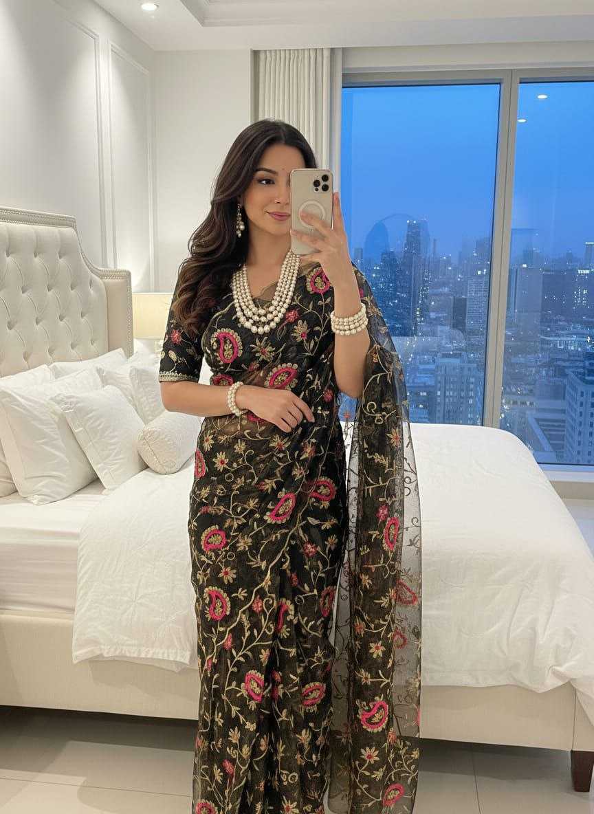 Ynf Soft Linen Jari KESH589 Akshi Sarees Wholesale Sequence Sarees Tissue Silk Saree Embroidered Sarees Manufacturer- Kapda Export