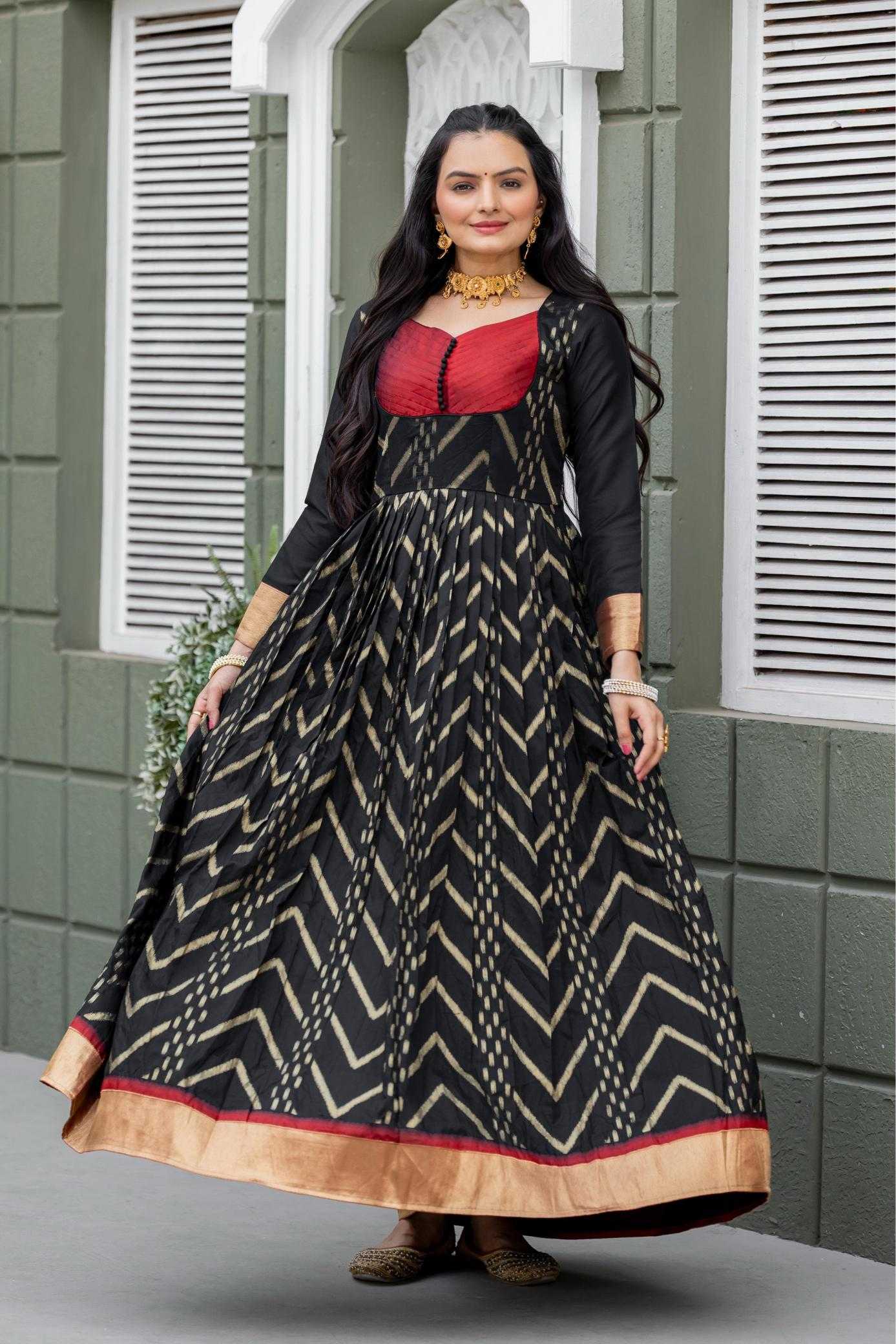 Ynf Soft Silk KESH249 Chic black Gowns Wholesale Printed Gowns Silk Gowns Black Gown Manufacturer- Kapda Export