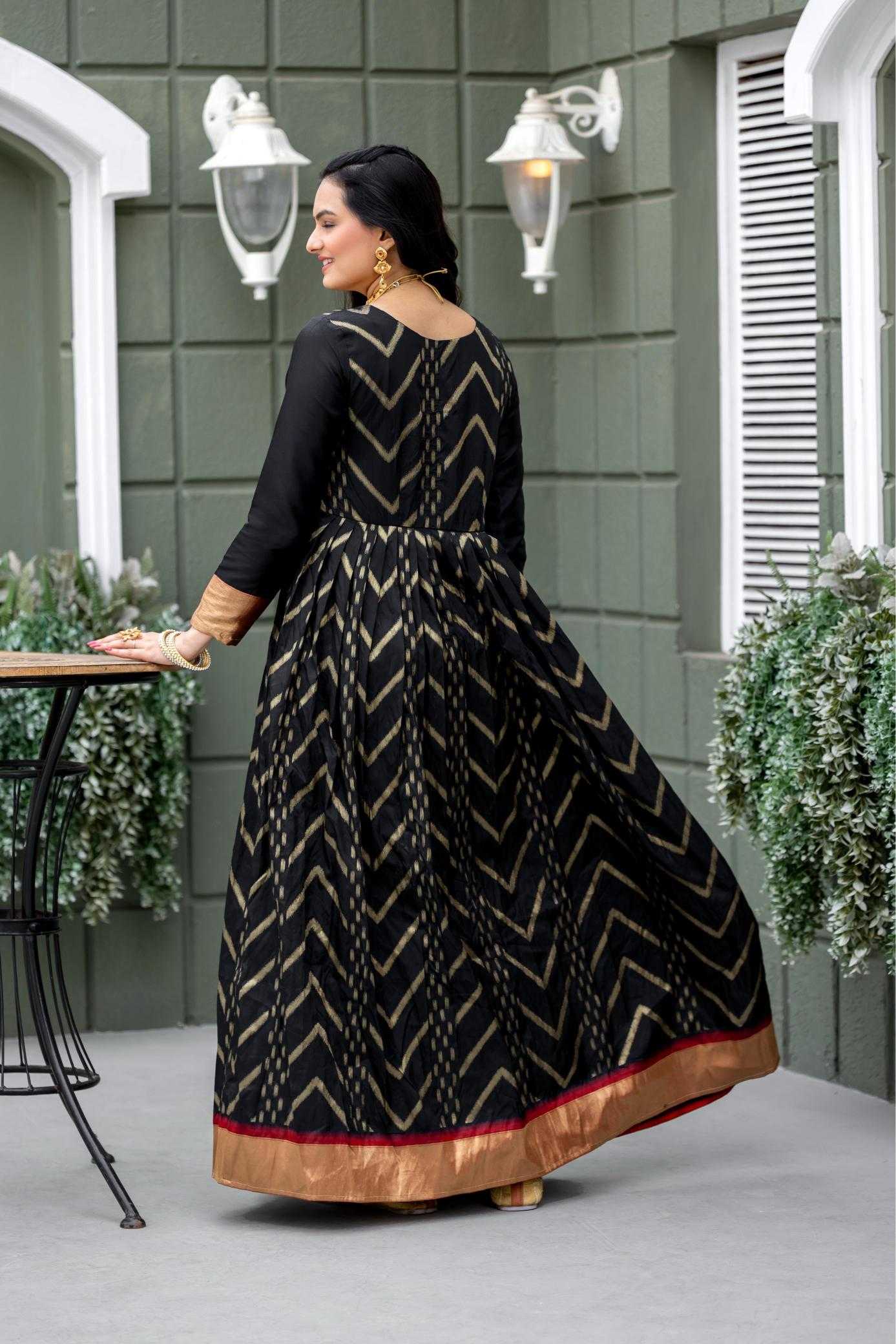 Ynf Soft Silk KESH249 Chic black Gowns Wholesale Printed Gowns Silk Gowns Black Gown Manufacturer- Kapda Export