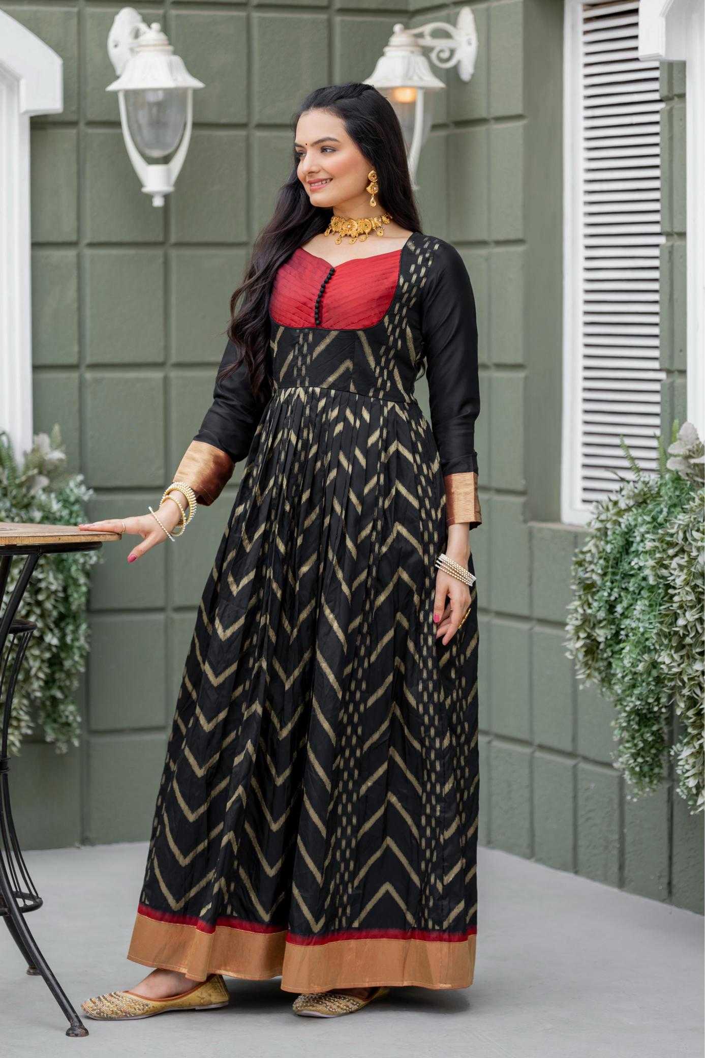 Ynf Soft Silk KESH249 Chic black Gowns Wholesale Printed Gowns Silk Gowns Black Gown Manufacturer- Kapda Export