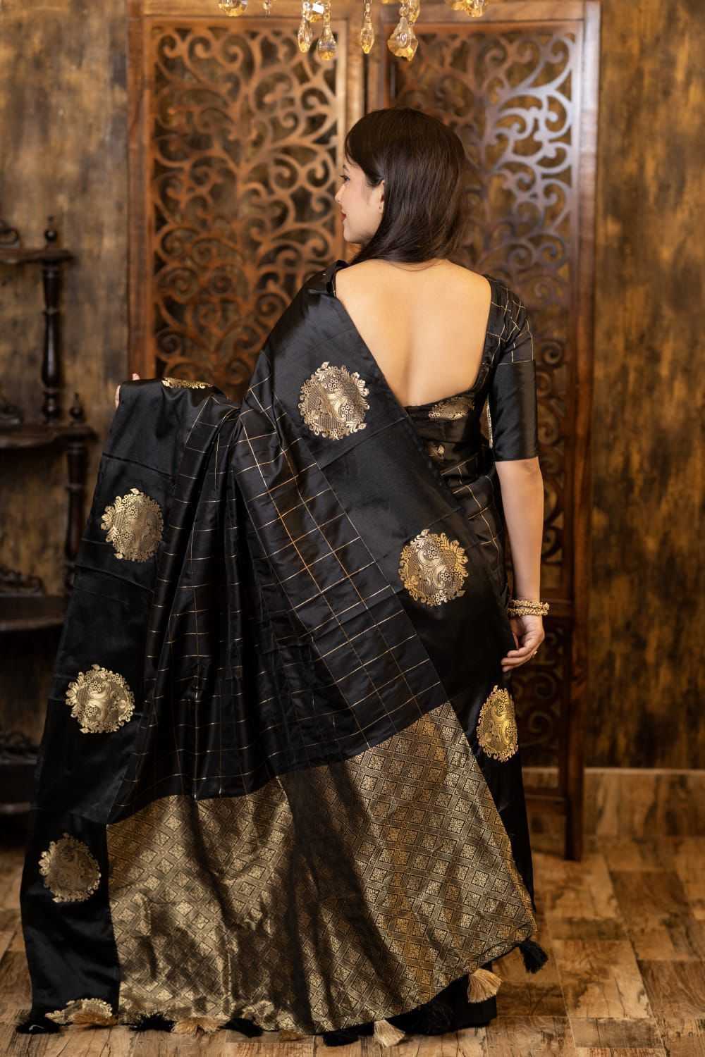 Ynf Soft Silk KESH433 172 Sarees Silk Sarees Wholesale Party Wear Sarees Black Sarees Designer Silk Sarees Manufacturer- Kapda Export