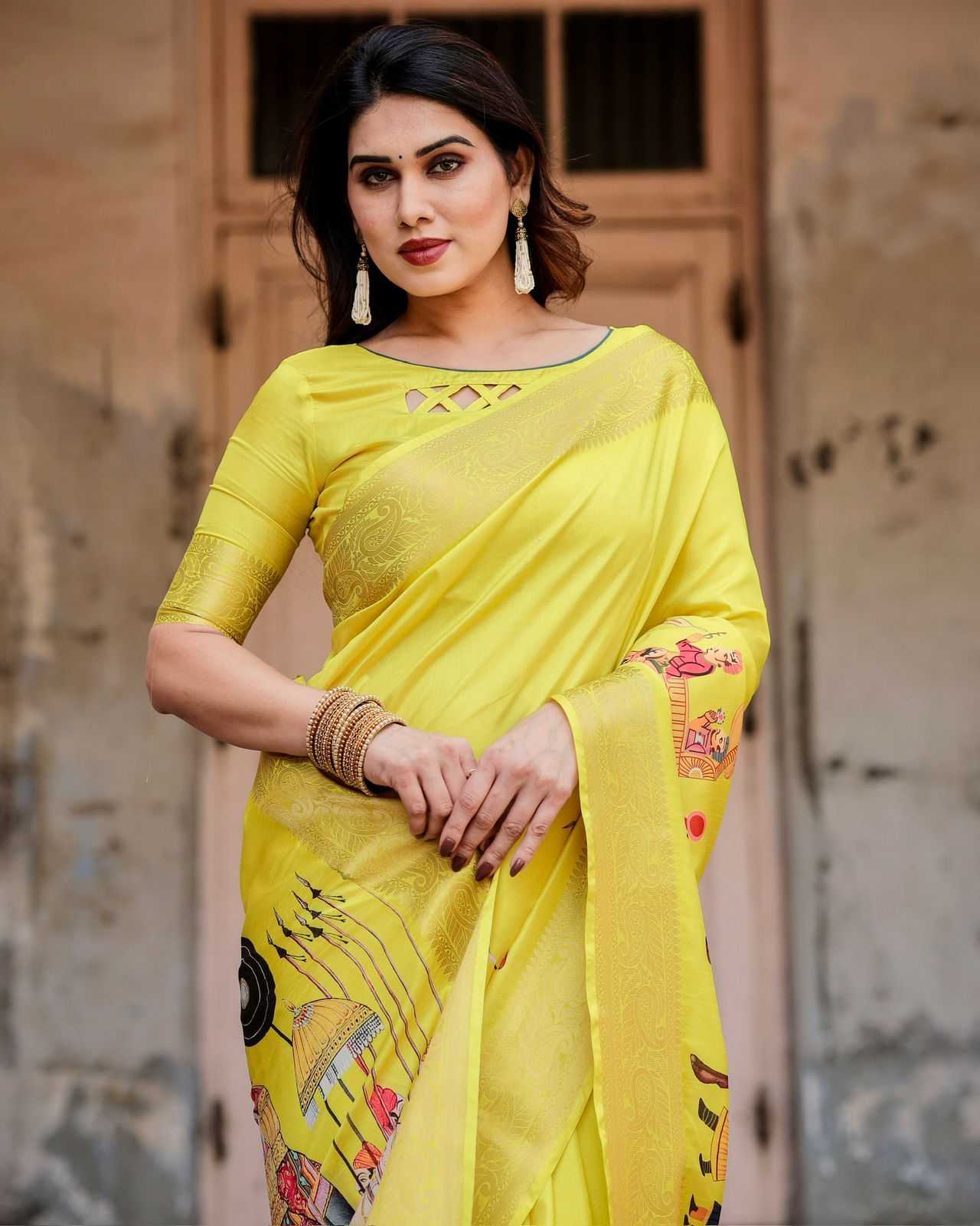 Ynf Soft Silk KESH719 Tussar 1096 Sarees Festive Collections Wholesale Silk Sarees Sarees With Blouse Yellow Sarees Manufacturer- Kapda Export