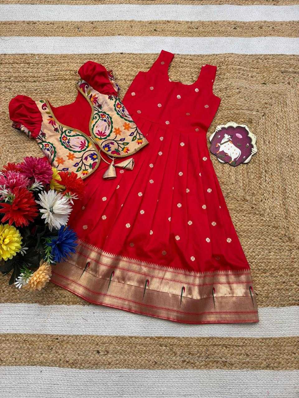 Ynf Soft Silk RIN235 Paithani Kids Wear Wholesale Kids Lehenga Kids Designer Frock Kids Festive Wear Manufacturer- Kapda Export
