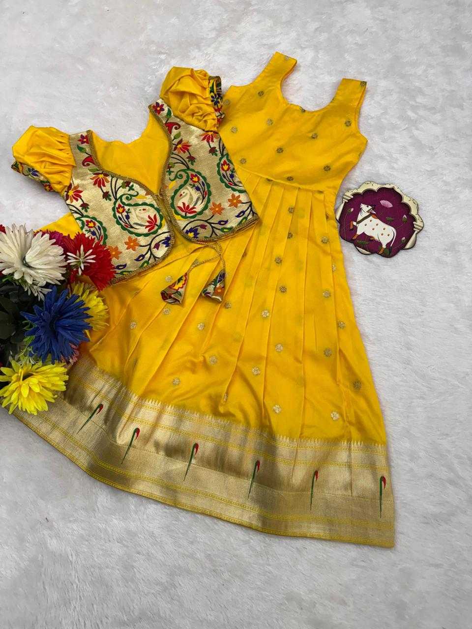Ynf Soft Silk RIN235 Paithani Kids Wear Wholesale Kids Lehenga Kids Designer Frock Kids Festive Wear Manufacturer- Kapda Export