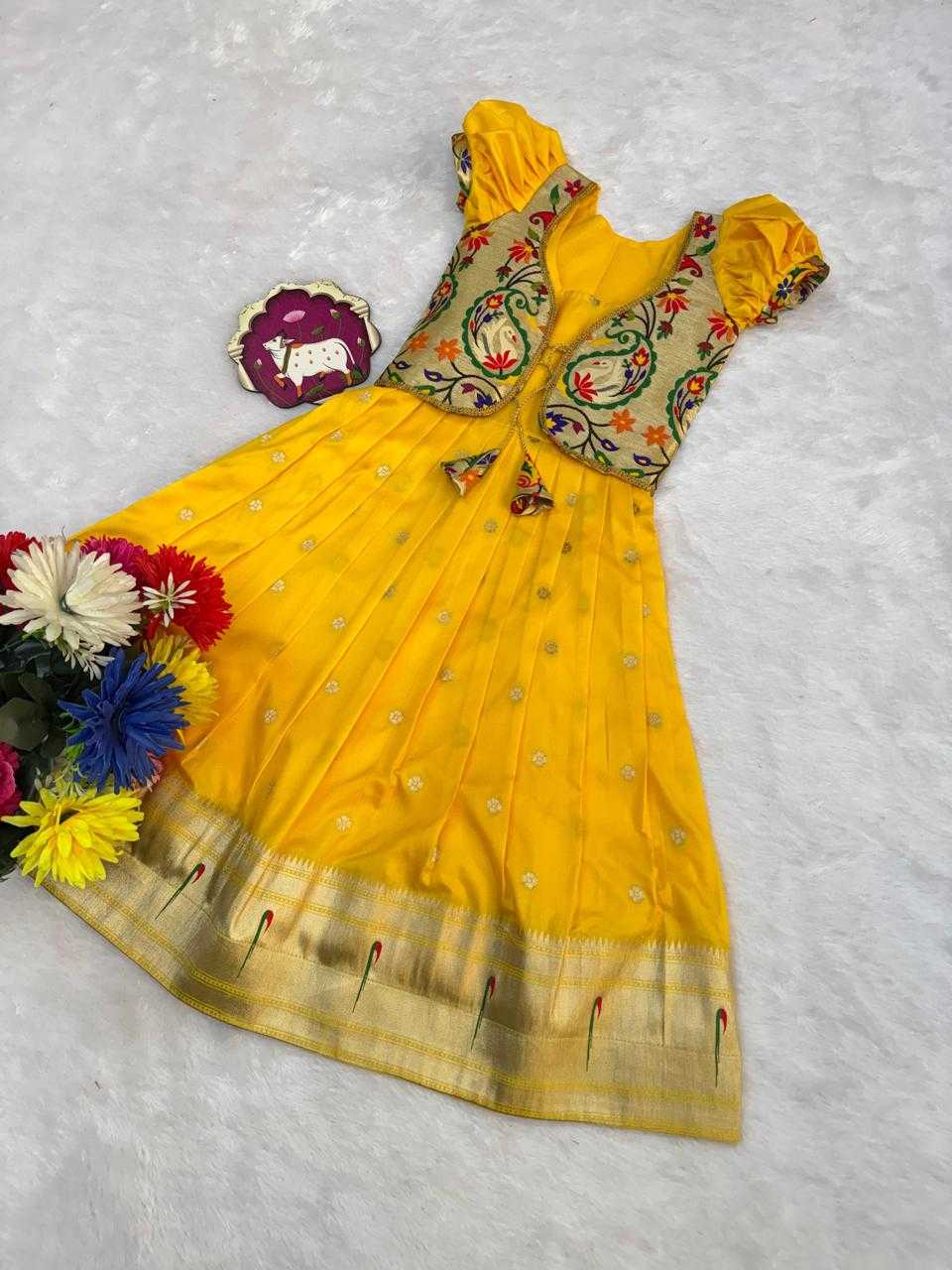 Ynf Soft Silk RIN235 Paithani Kids Wear Wholesale Kids Lehenga Kids Designer Frock Kids Festive Wear Manufacturer- Kapda Export