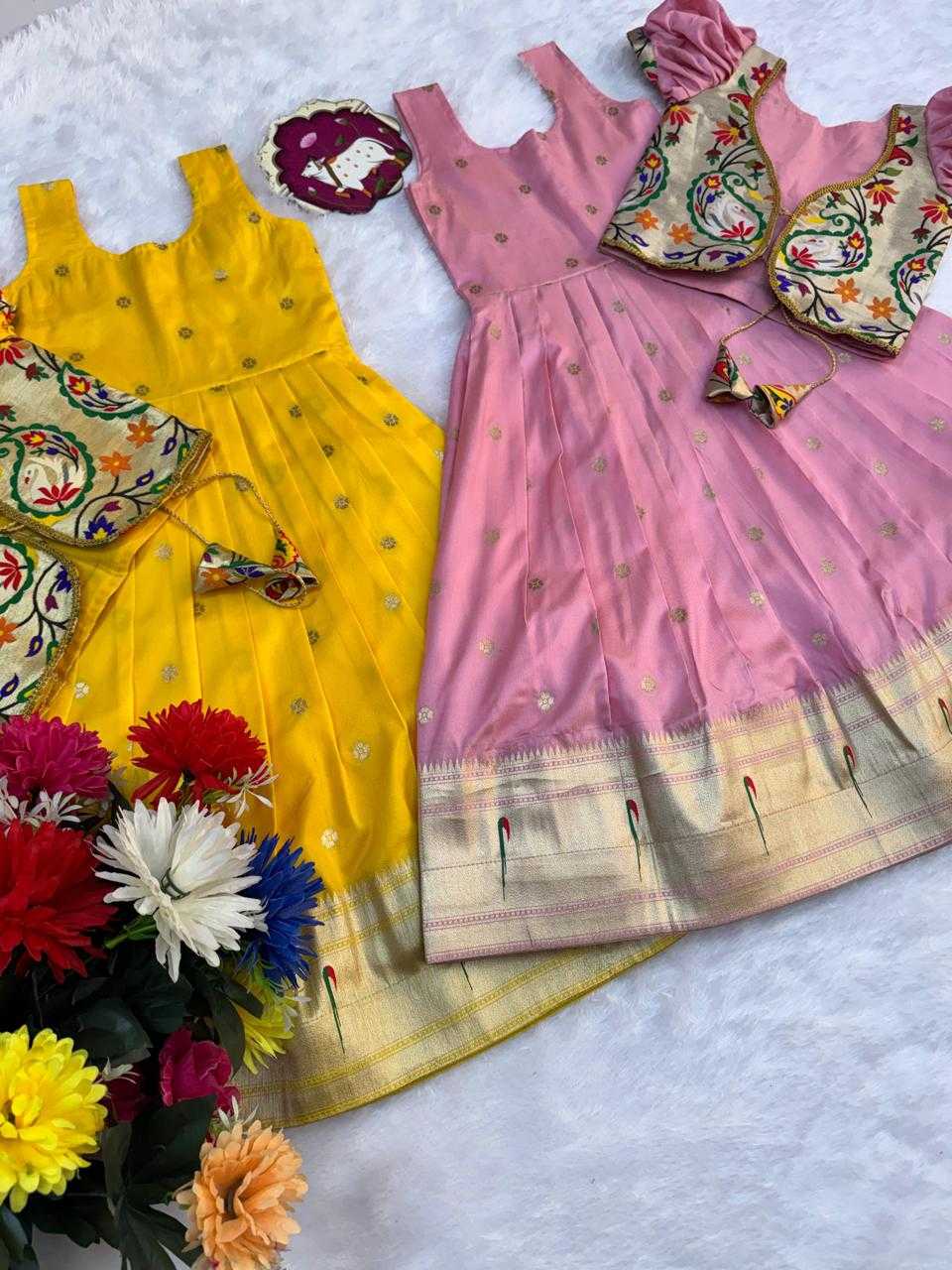 Ynf Soft Silk RIN235 Paithani Kids Wear Wholesale Kids Lehenga Kids Designer Frock Kids Festive Wear Manufacturer- Kapda Export