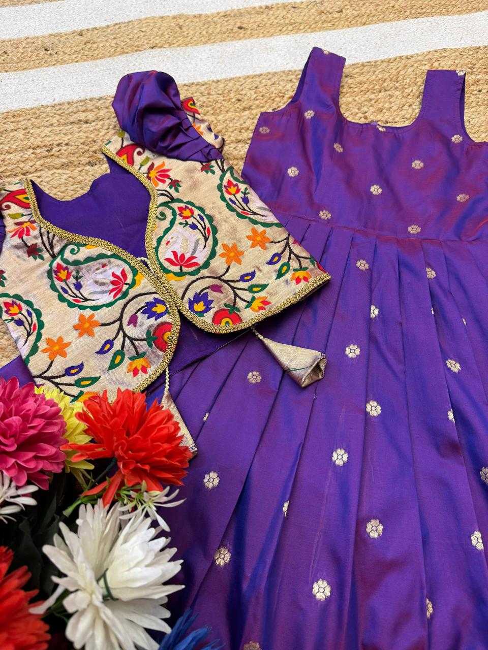 Ynf Soft Silk RIN235 Paithani Kids Wear Wholesale Kids Lehenga Kids Designer Frock Kids Festive Wear Manufacturer- Kapda Export