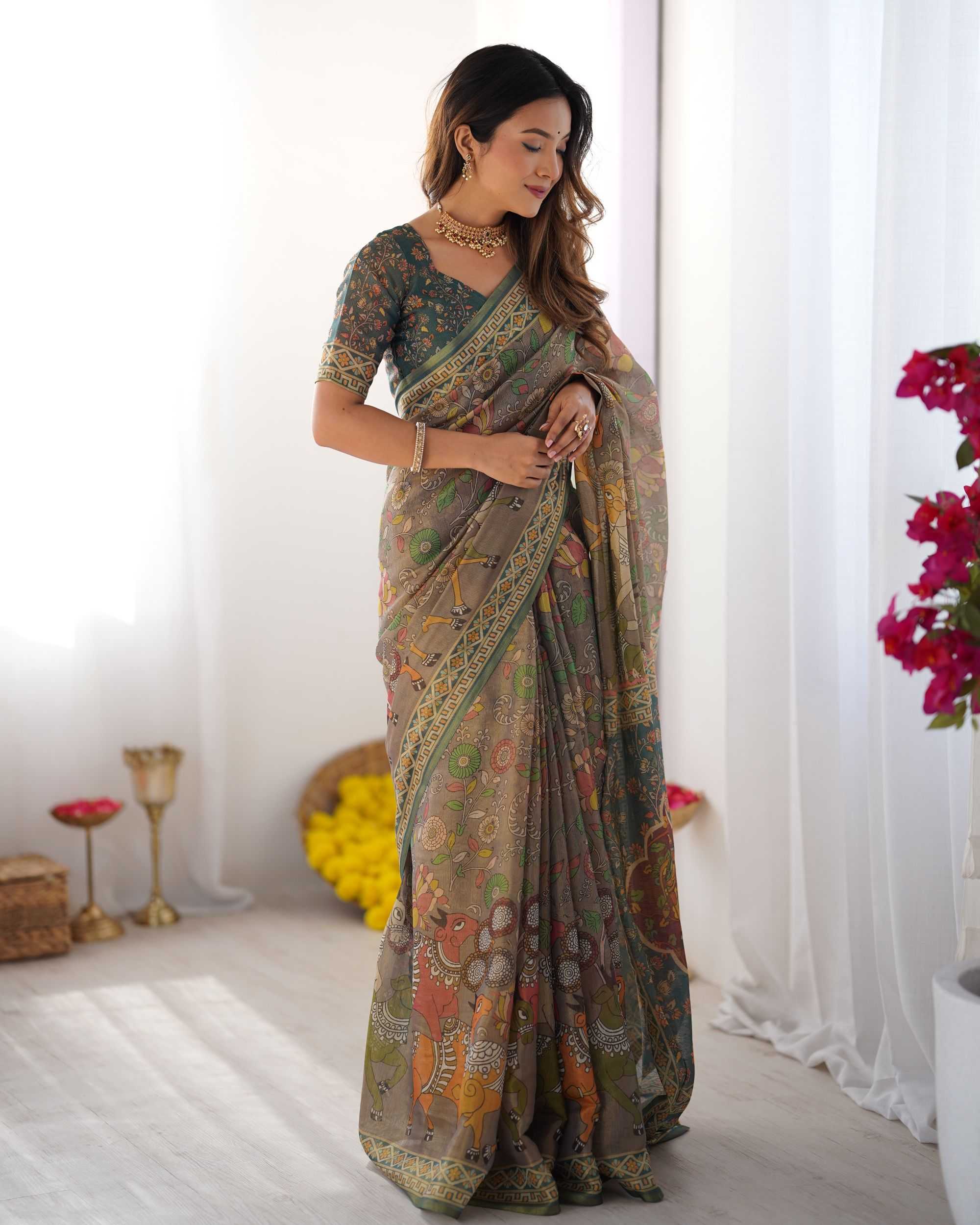 Ynf Soft Smooth KESH719 210 Sarees Wholesale Indian Sarees Pre Draped Saree Lightweight Sarees Manufacturer- Kapda Export