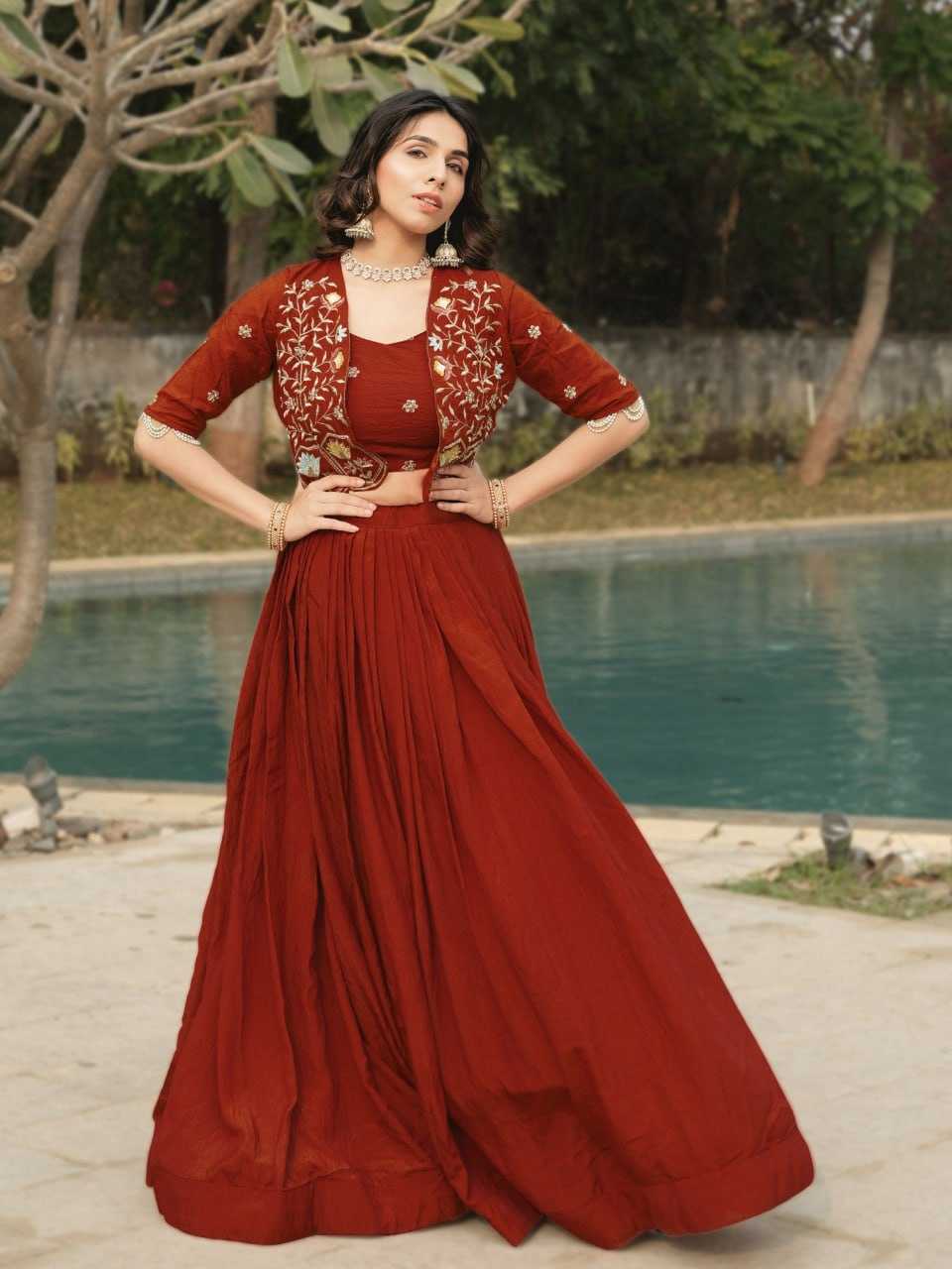 Ynf Soft Vichitra Vichitra Silk RIN119 8228 Lehengas Wholesale Wedding Lehenga Embroidered Lehenga Jacket Style Lehenga Manufacturer- Kapda Export