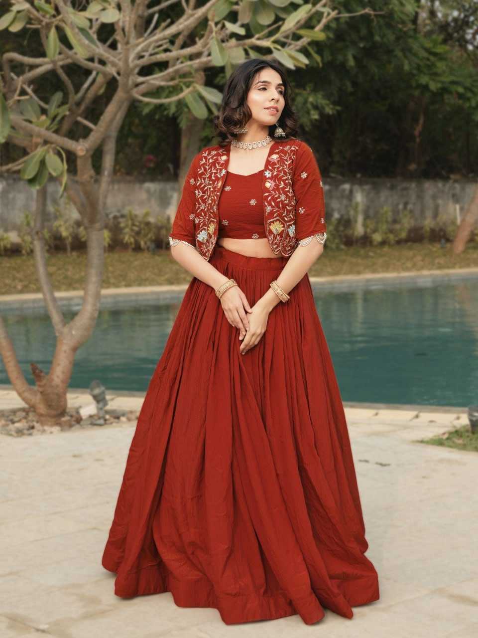 Ynf Soft Vichitra Vichitra Silk RIN119 8228 Lehengas Wholesale Wedding Lehenga Embroidered Lehenga Jacket Style Lehenga Manufacturer- Kapda Export